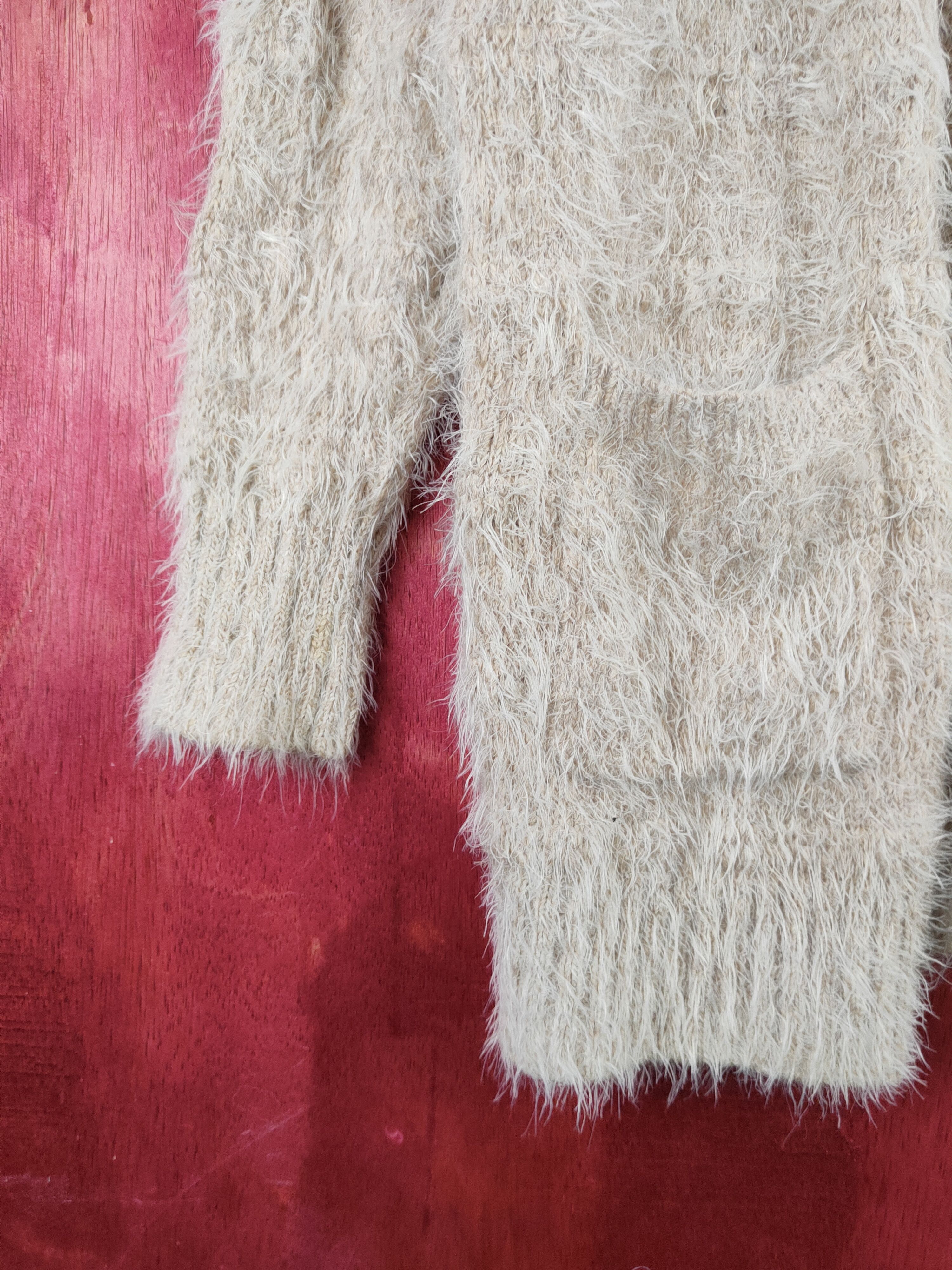 Homespun Knitwear Urban Research Beige Shag Shaggy Fur Mohair Knitwear #S2039 Size L / US 10 / IT 46 - 4 Thumbnail
