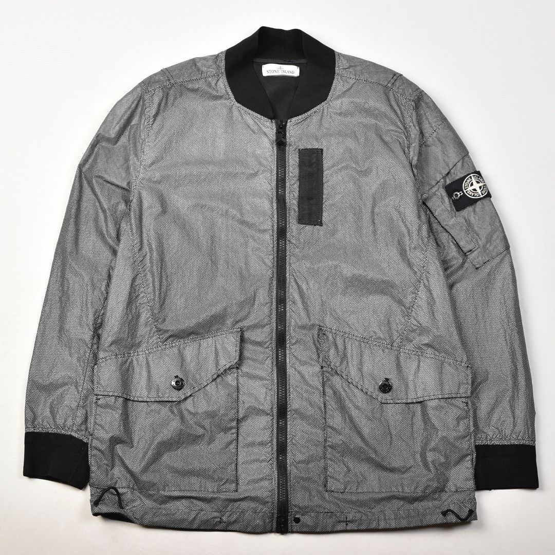 image of Stone Island Garment Dyed Pixel Reflective Jacket in Grey, Men's (Size XL)