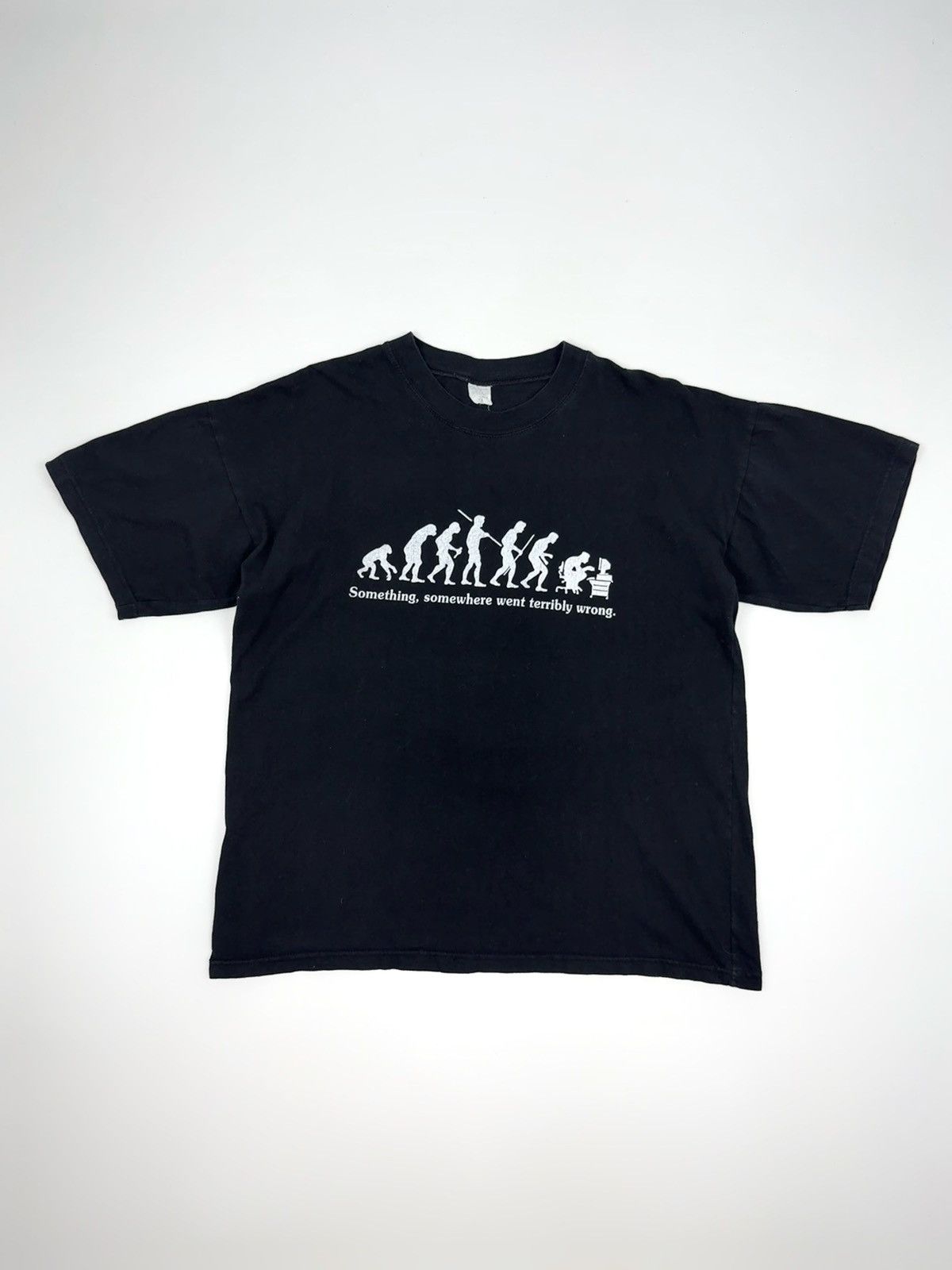 Vintage Y2K Vintage Human Evolution IT Geek Humor Graphic Boxy Tee Size US M / EU 48-50 / 2 - 1 Thumbnail