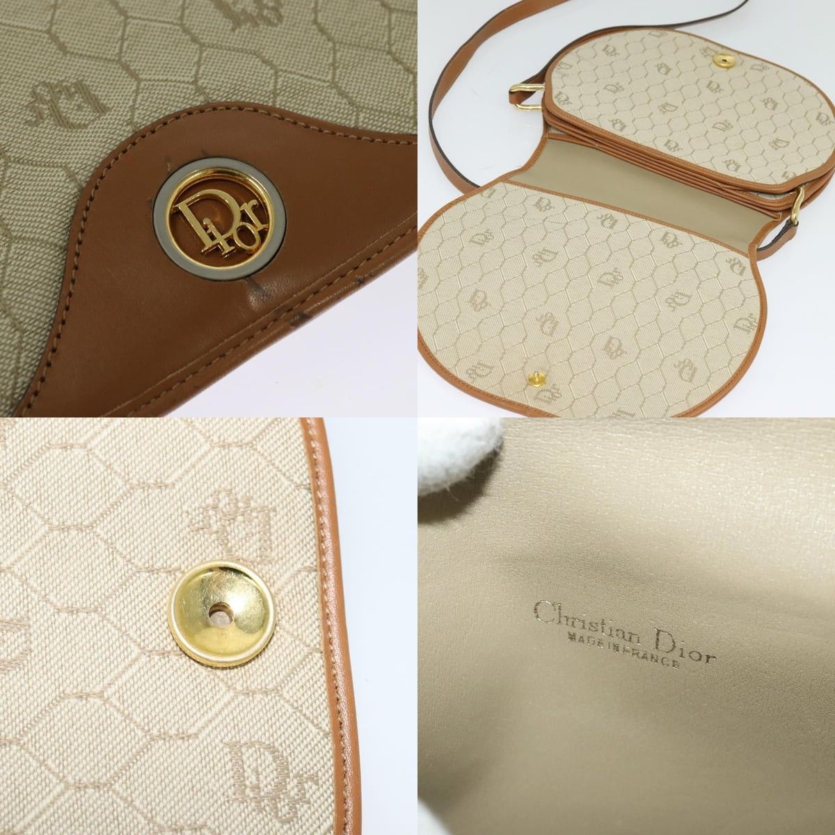 Dior DIOR Honeycomb Canvas Shoulder Bag Pvc Beige Gold Size ONE SIZE - 11 Thumbnail
