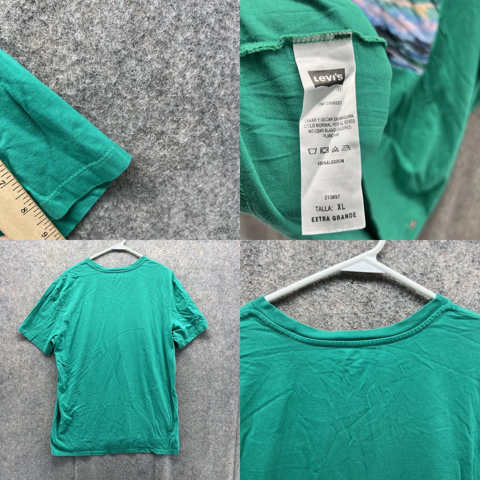 Levi's Levi's Shirt Men XL Green Cotton Logo Crewneck T-Shirt Casual All Seasons Vintage: No Size US XL / EU 56 / 4 - 8 Thumbnail