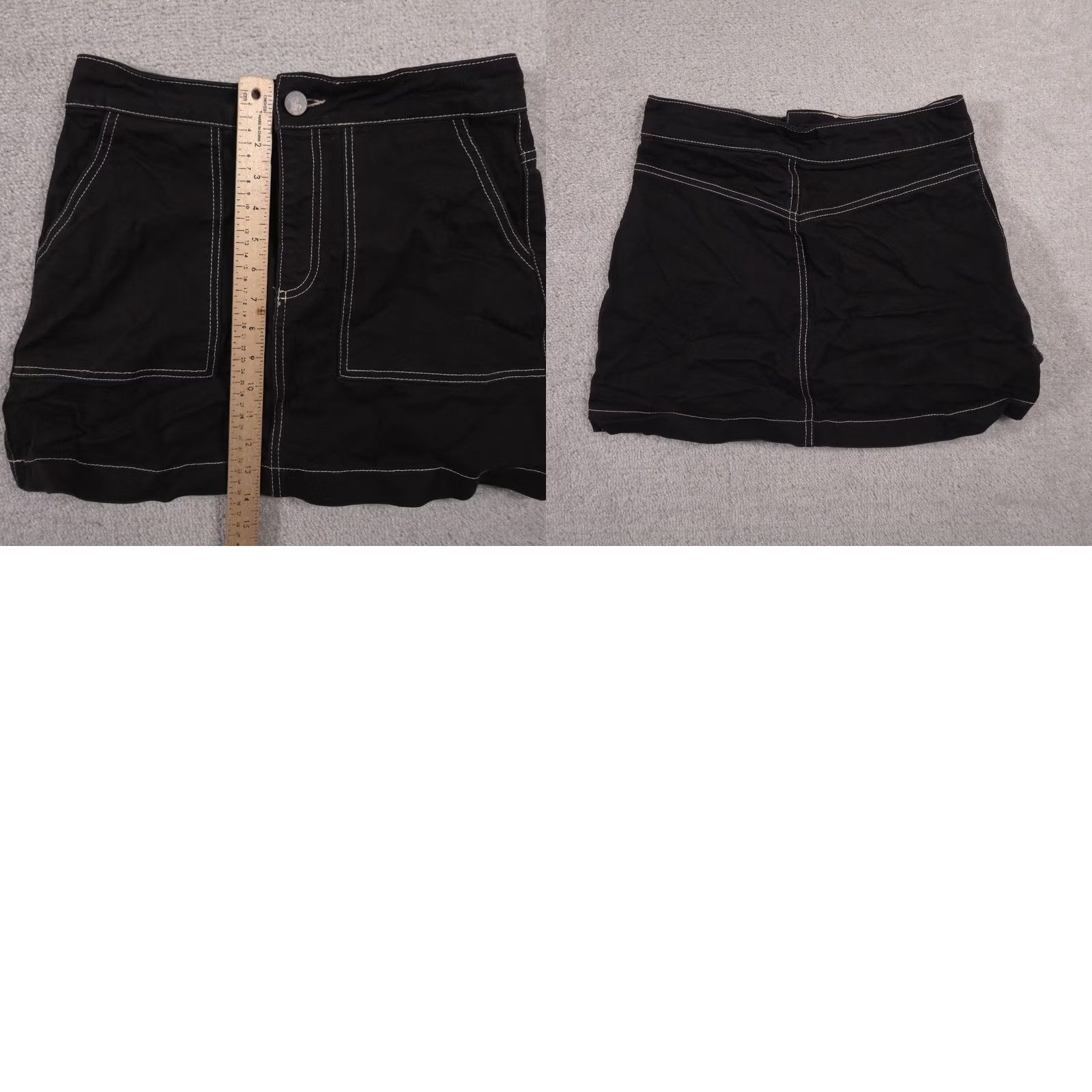Zara Zara TRF Collection Skirt Womens Medium Black Contrast Stitch Mini Pockets Zipper Button Size 32" / US 10 / IT 46 - 8 Thumbnail