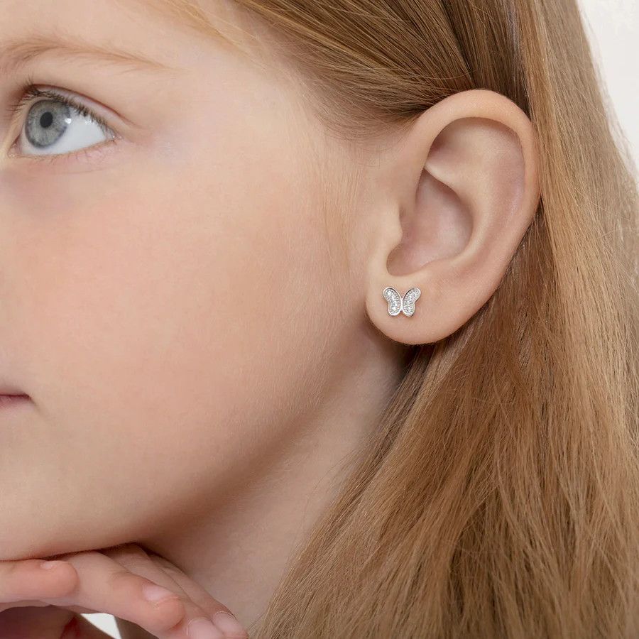 Other Petite CZ Butterfly Clear Earrings - Sterling Silver Size ONE SIZE - 3 Thumbnail