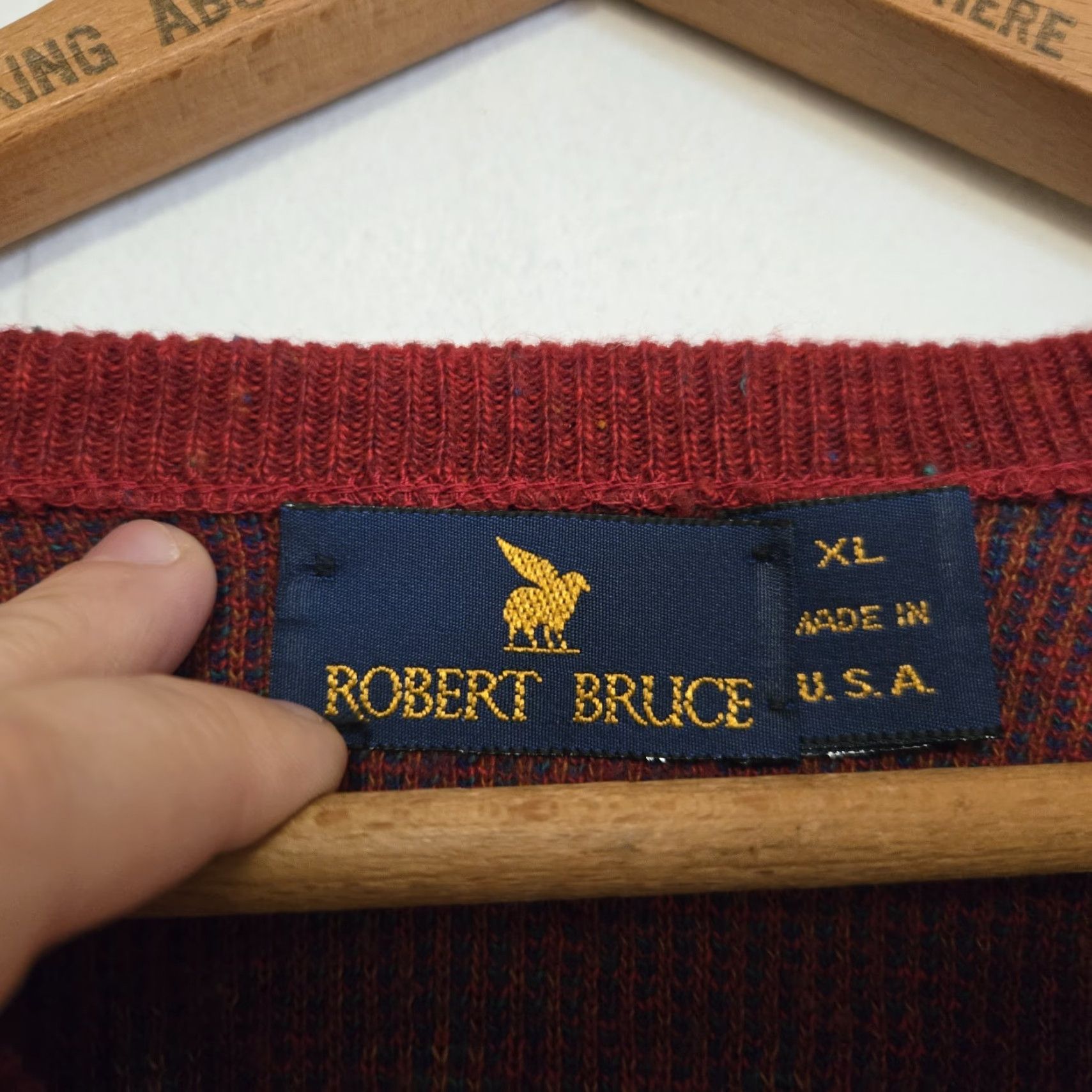 Vintage VINTAGE Robert Bruce Sweater Mens XL Red V Neck Union Made Designer USA Sweater Properly Keywords Size US XL / EU 56 / 4 - 6 Thumbnail