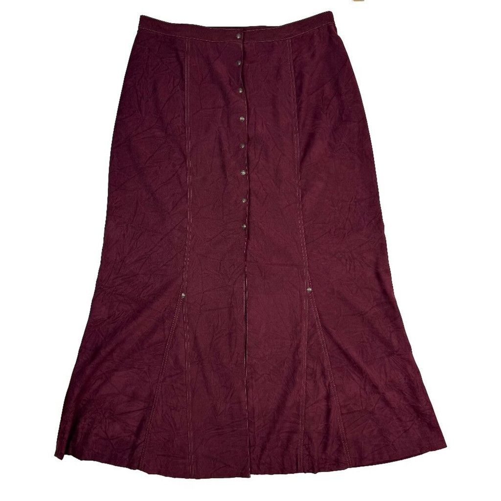 Other MARIE_CLAIRE Western A-line Buttoned Flared Maxi Skirt Sz L Size 37" - 2 Thumbnail