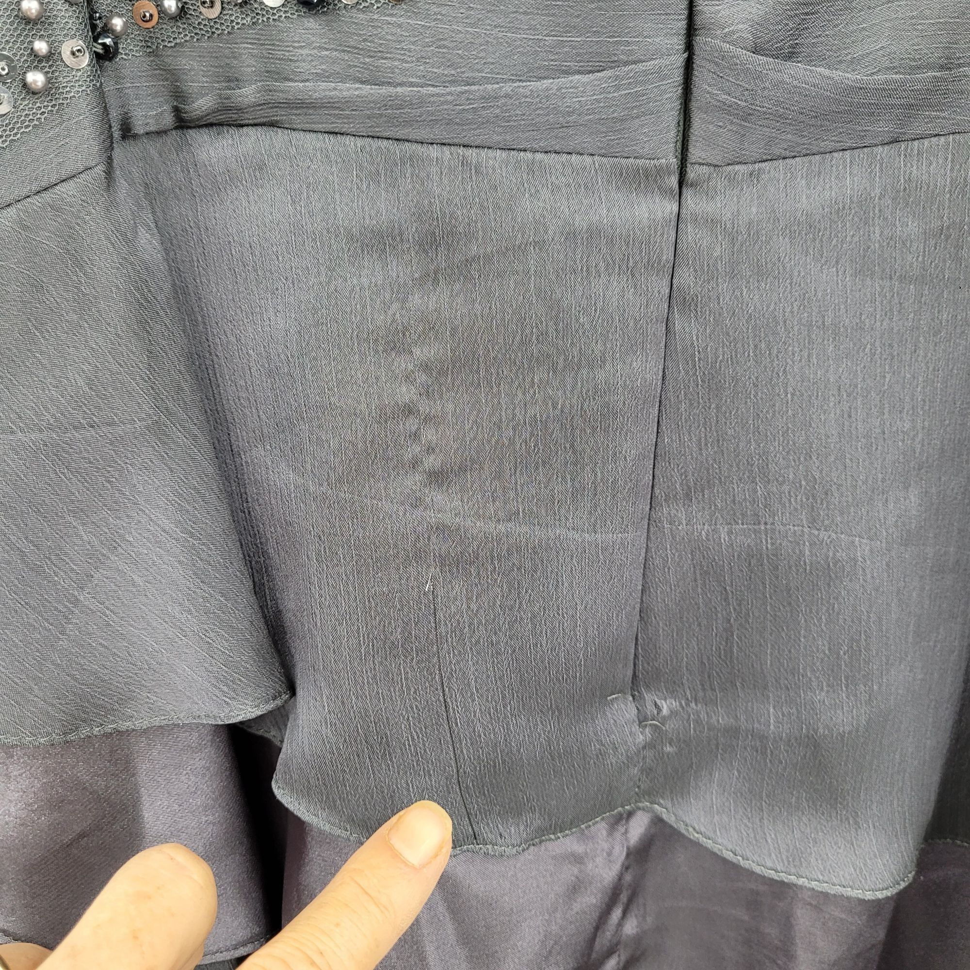 Adrianna Papell Vtg Starburst Ruffle Gown Sz 16 Gunmetal Gray Dress Tiered Size XXL / US 16-18 / IT 52-54 - 4 Thumbnail