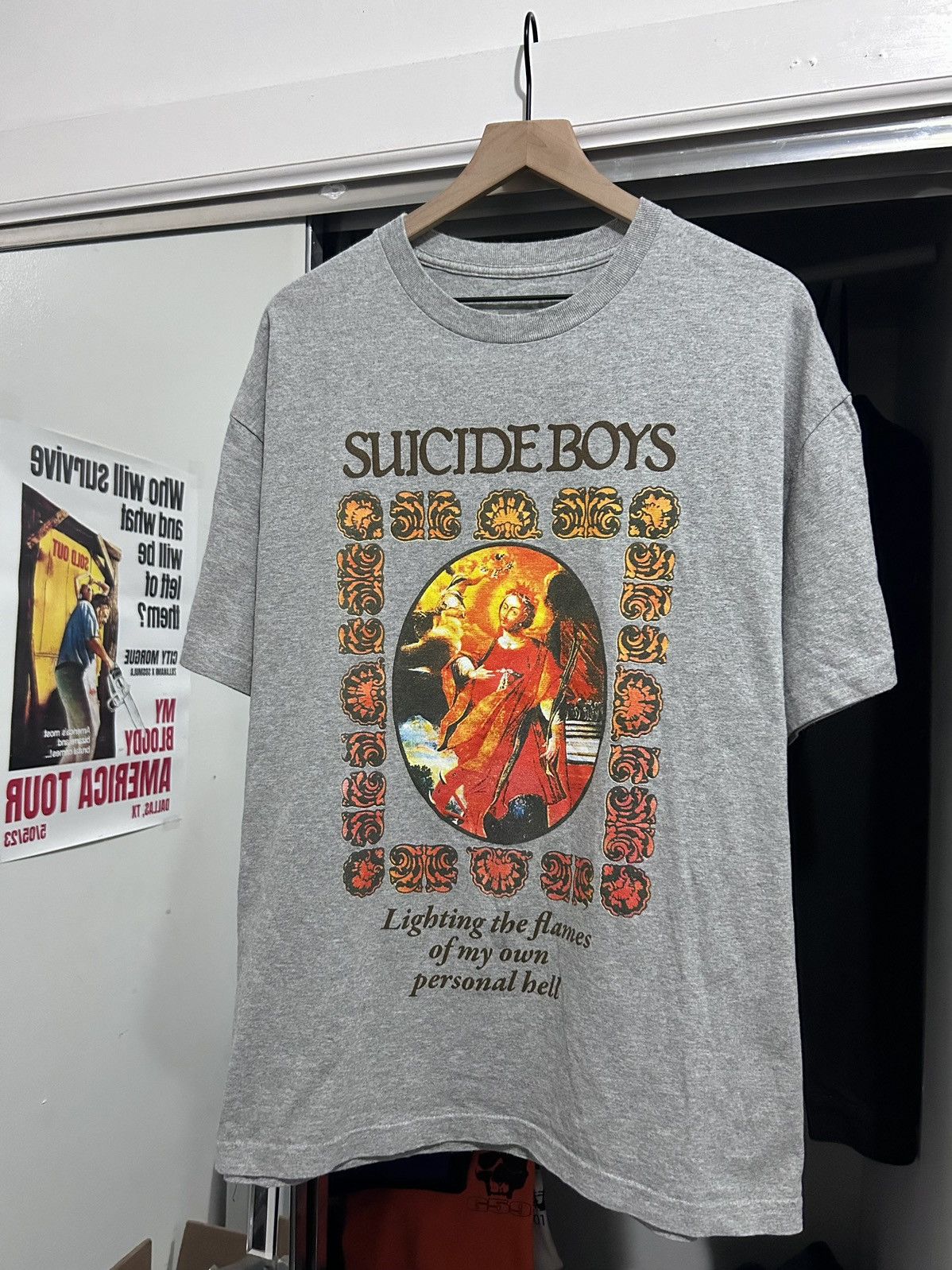 image of G59 Records x Pouya Uicideboy Merch G59 Personal Hell Tee in Grey, Men's (Size XL)