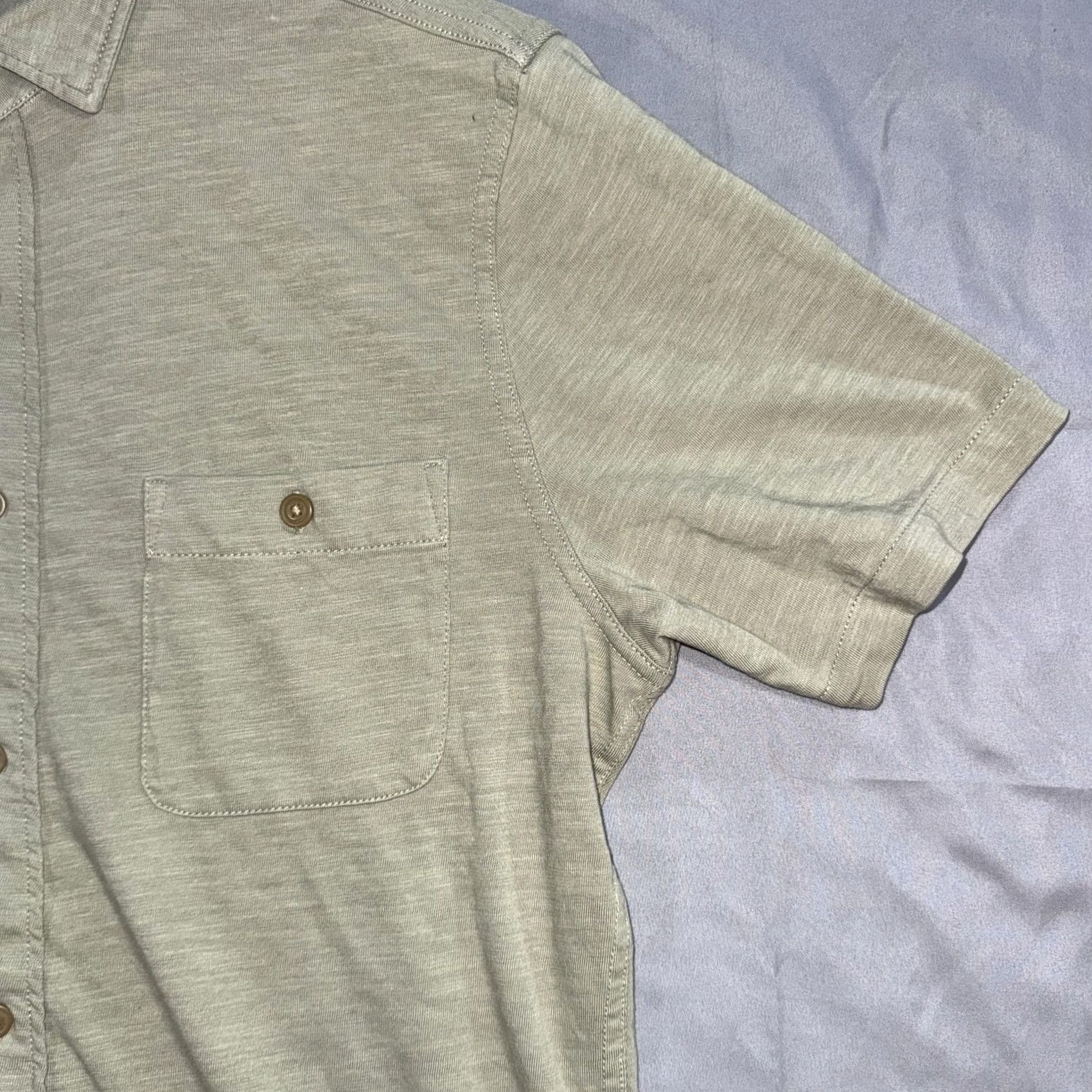 Faherty Faherty Shirt Mens Medium Green Short Sleeve Button-Up Casual Jersey Knit with Pockets Size US M / EU 48-50 / 2 - 6 Thumbnail