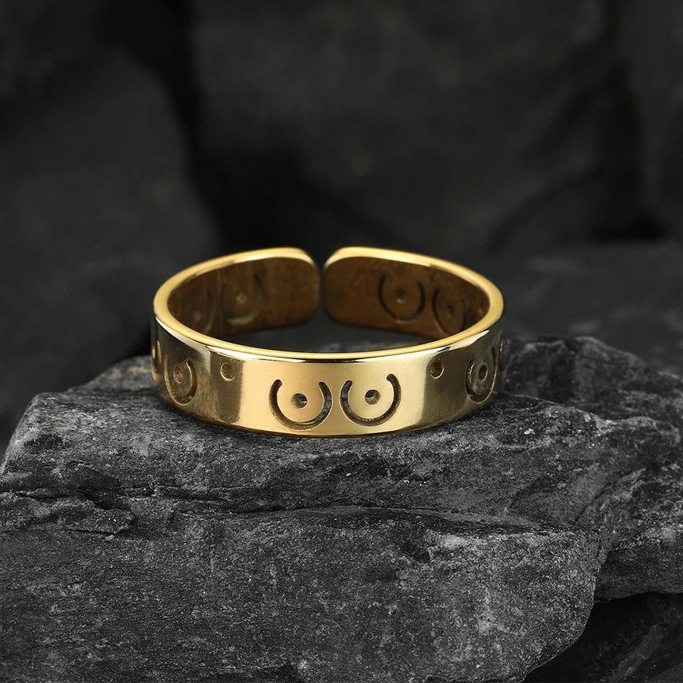 Jewelry Gold Hand Sign Ring "Boobies" Size ONE SIZE - 2 Thumbnail