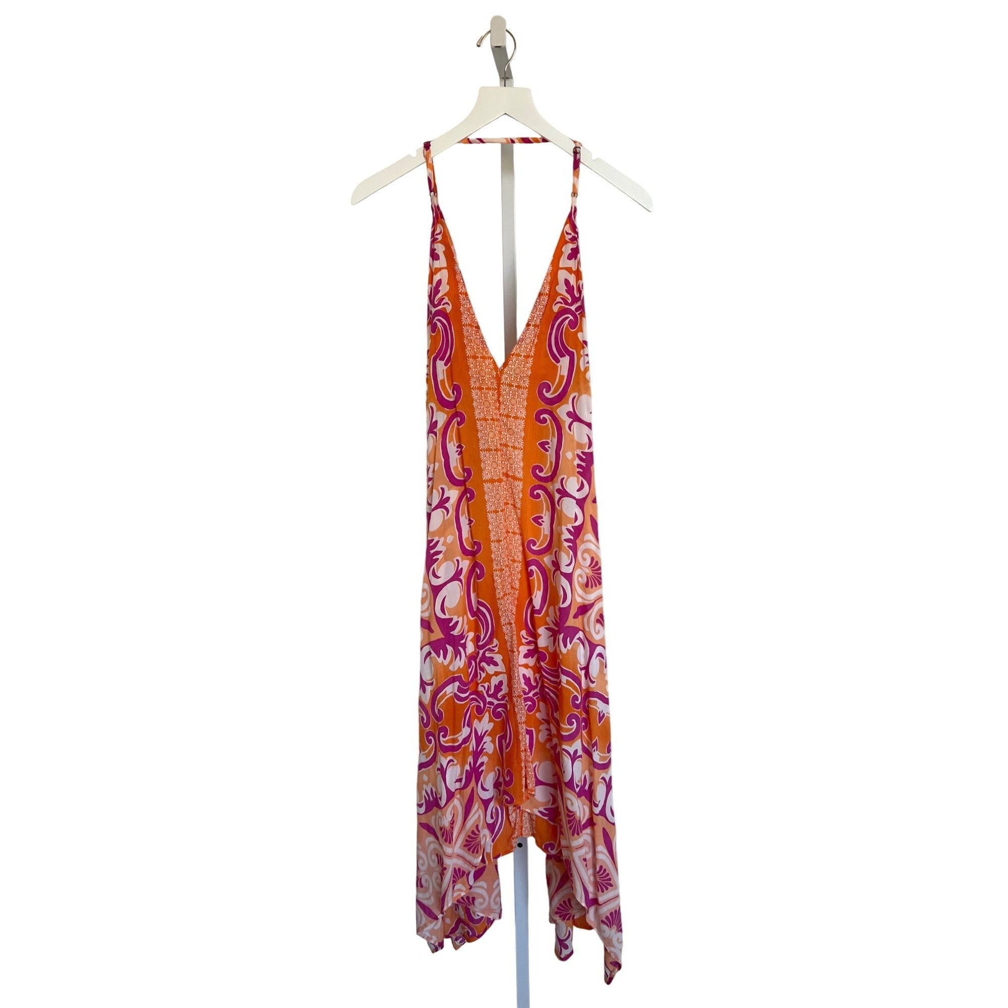 Anthropologie Anthropologie Orange Print Cover-Up Midi Dress Size XS / US 0-2 / IT 36-38 - 4 Thumbnail