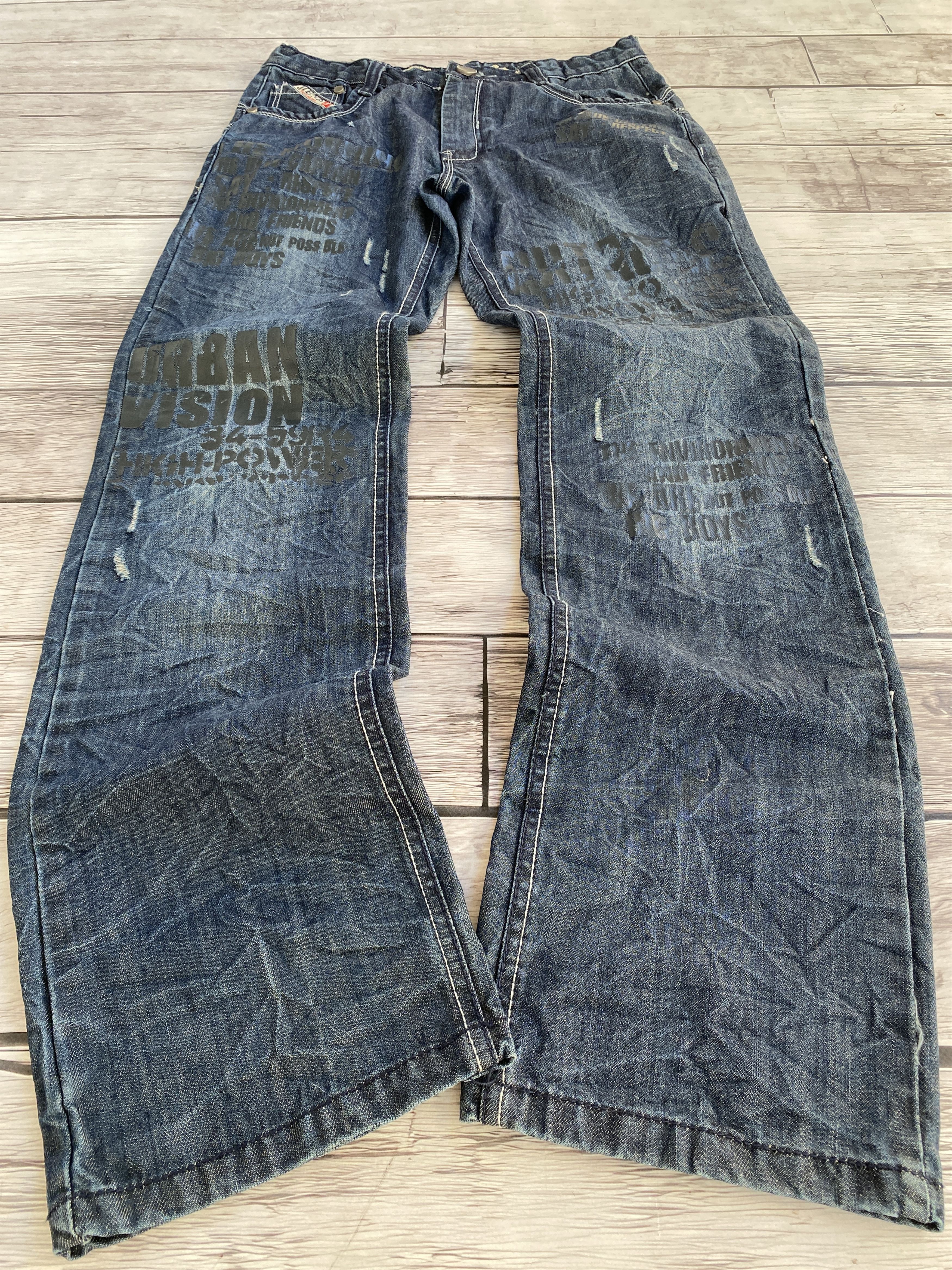 Hysteric Glamour × Japanese Brand Japanese Crazy Ed Hardy Style Distressed Washed Jeans Size US 30 / EU 46 - 2 Thumbnail