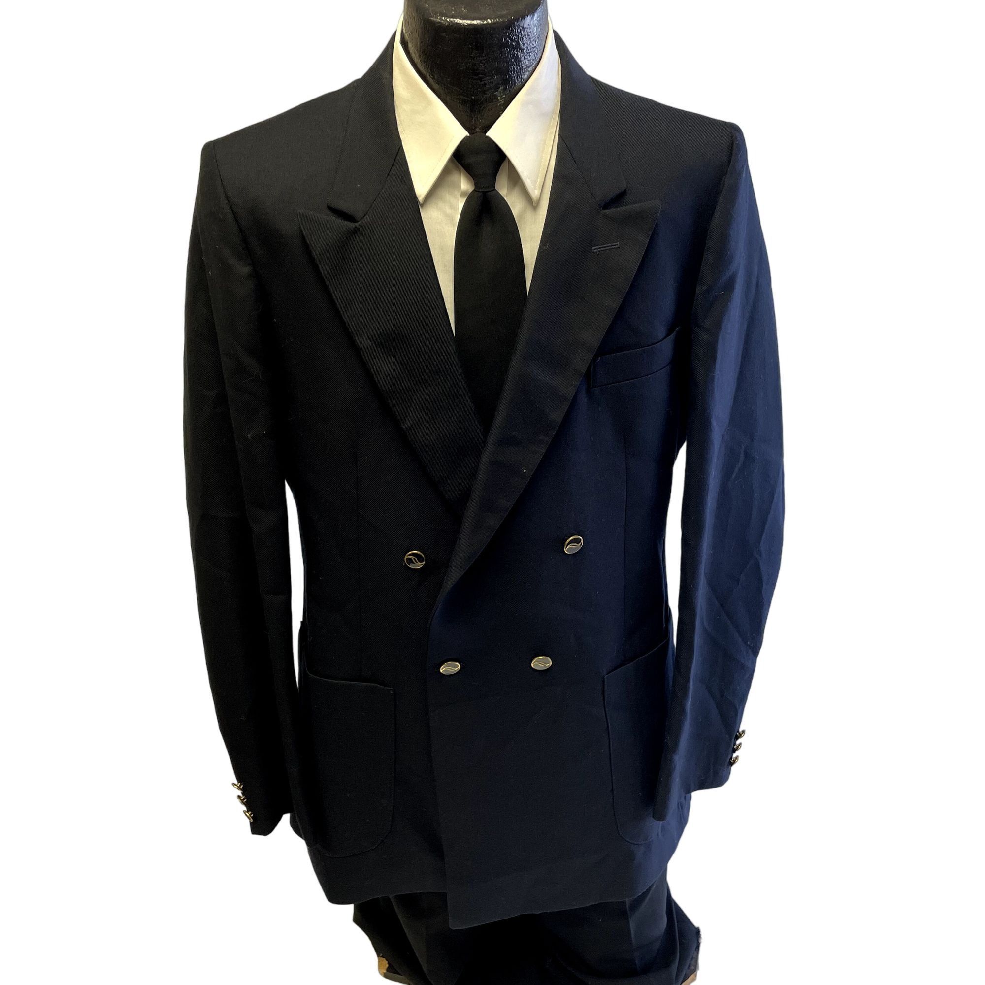 image of Unkwn 60’S Raffinati Blue Sport Coat Db Gold Btn Gabardine Jacket, Men's (Size 40L)
