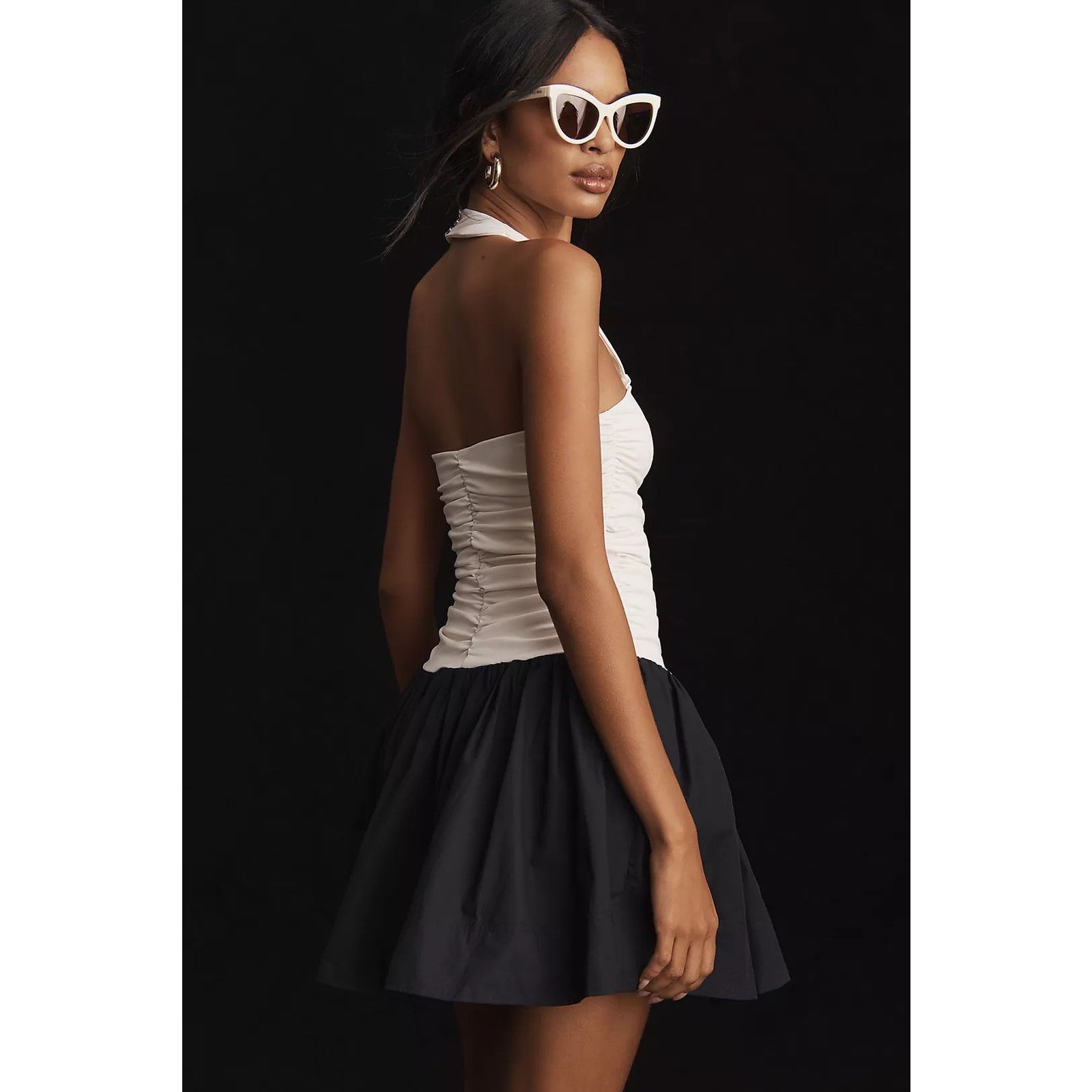 Anthropologie NWT Maeve Halter Twofer Mini Dress $168 SMALL Black & White Size S / US 4 / IT 40 - 2 Thumbnail