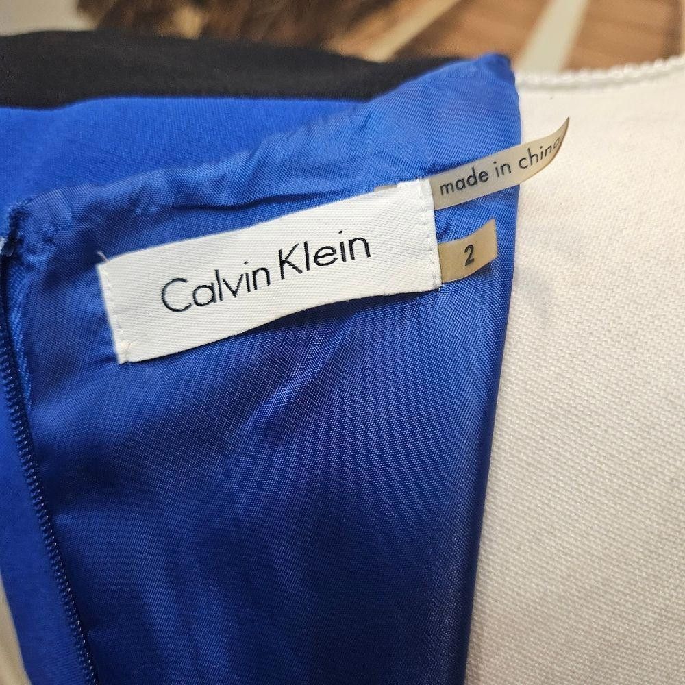 Calvin Klein Calvin Klein Blue Dress with Black Accents and Belt #52 Size XS / US 0-2 / IT 36-38 - 5 Thumbnail
