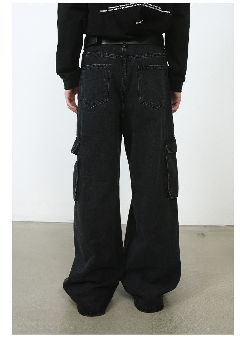 Japanese Brand × Jean Black Street Vintage Loose Straight Cargo Jeans Size US 32 / EU 48 - 5 Thumbnail