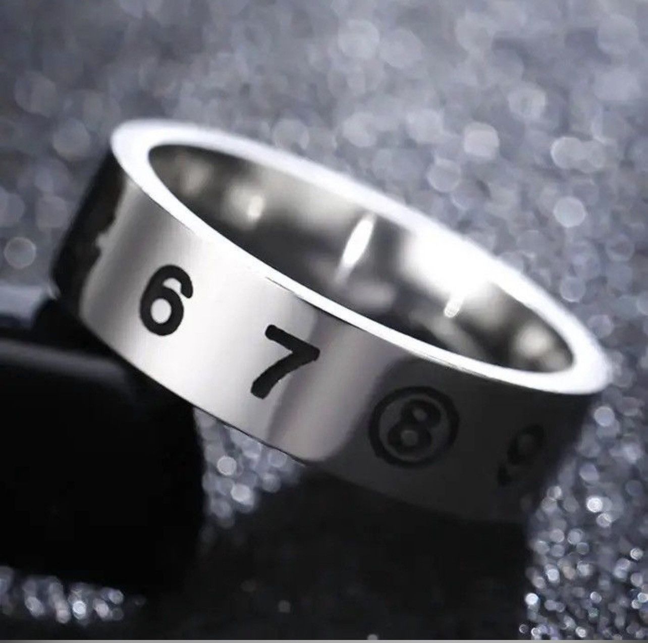 Jewelry x Ring Gold Plated Number Ring (Size 6-10 ) in Silver, Men's