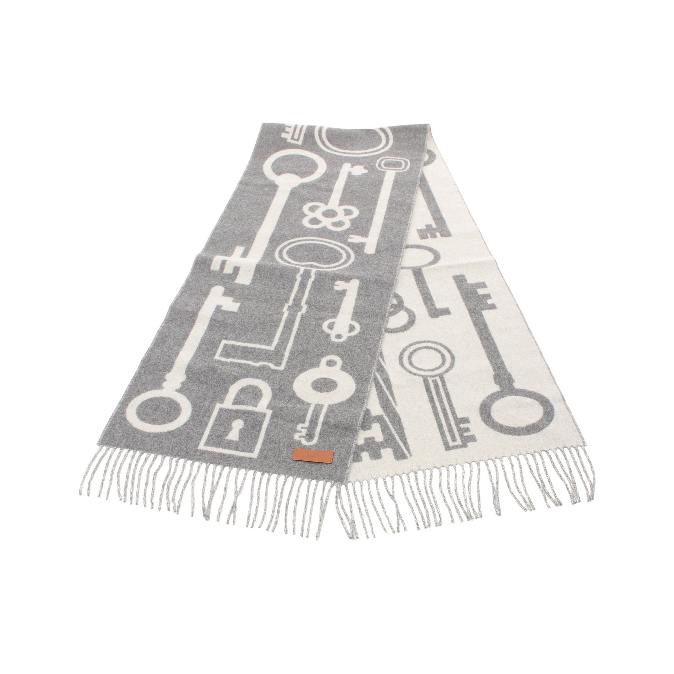 Hermes Hermes Kazak Key Collection Flannel Yvoire Scarf Cashmere Gray Off White Size ONE SIZE - 1 Thumbnail