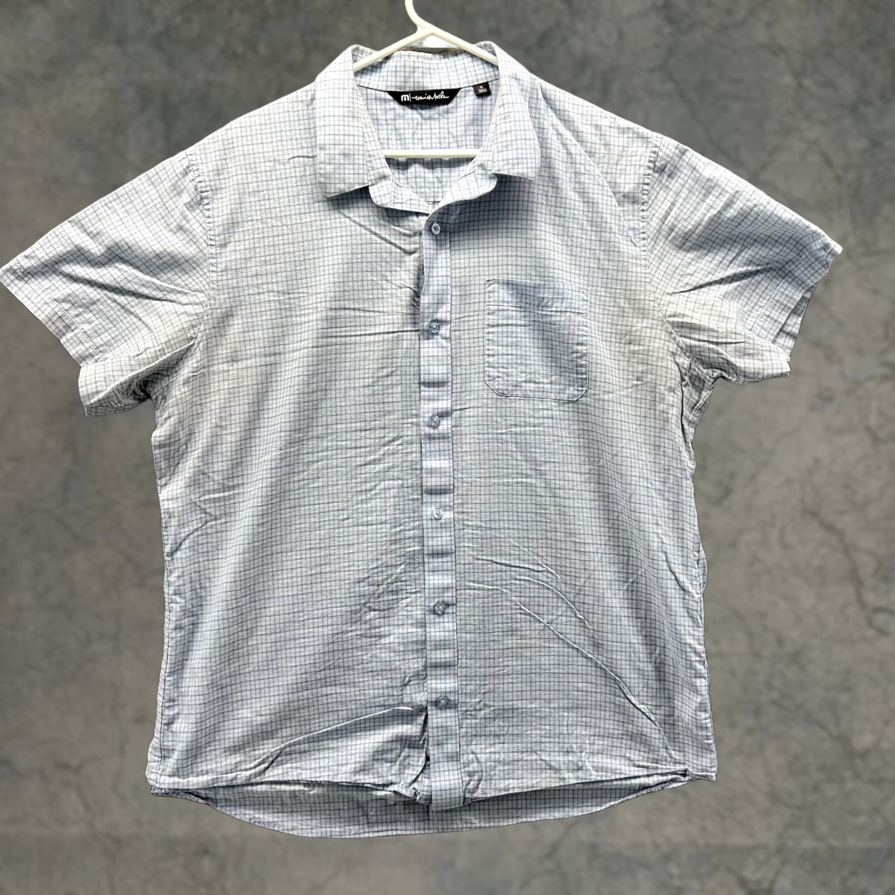 TravisMathew Travis Mathew Shirt Mens XL Blue Check Short Sleeve Button Front Casual Woven Size US XL / EU 56 / 4 - 1 Thumbnail