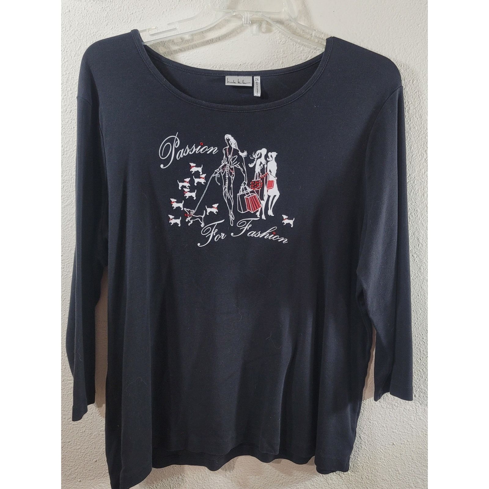 Nicole Miller Nicole Miller Black White Red Passion For Fashion Top 2X Size XXL / US 16-18 / IT 52-54 - 7 Thumbnail