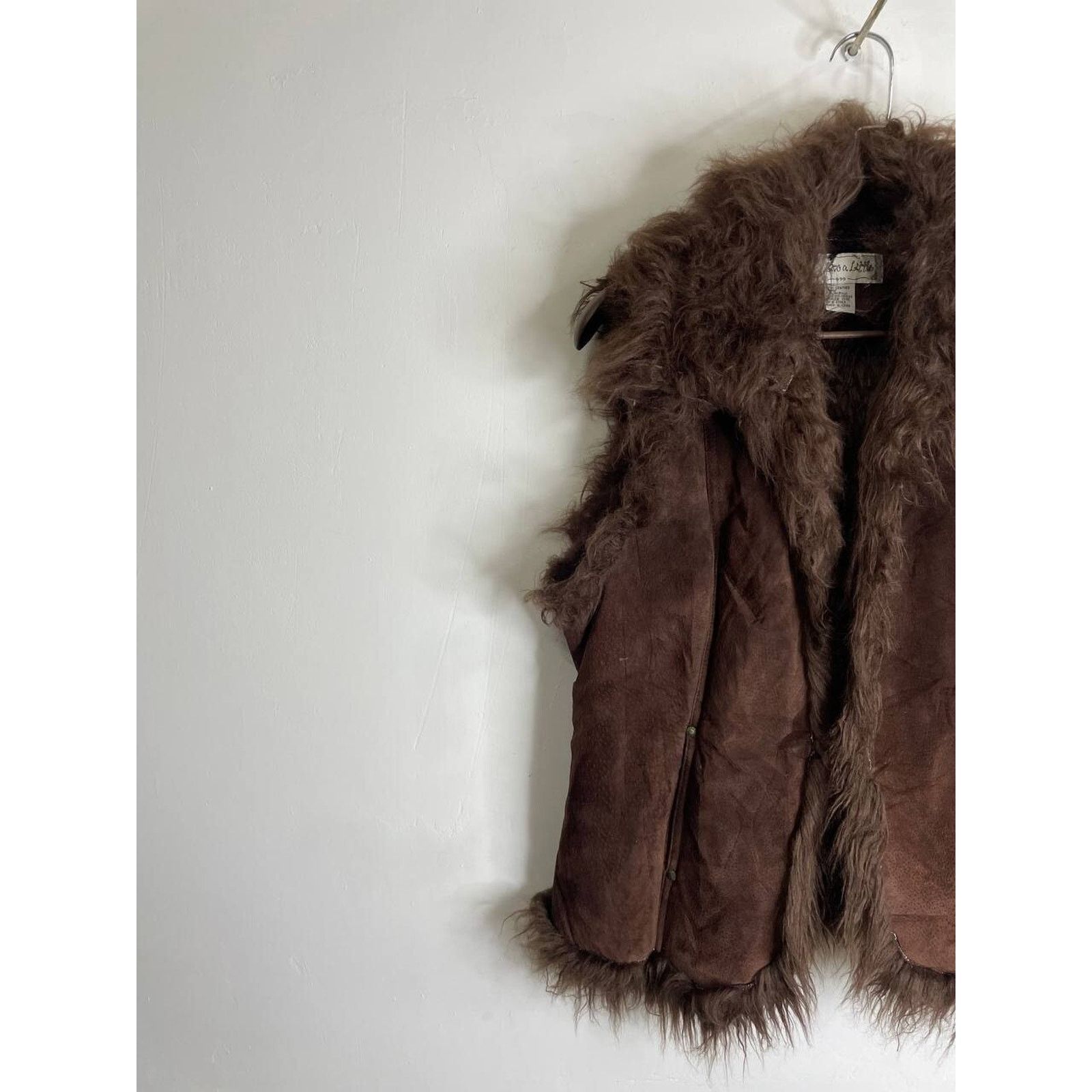 Leather × Vintage Vintage 00s Brown Shearling Leather Vest Faux Fur Boho Style Size M / US 6-8 / IT 42-44 - 6 Thumbnail