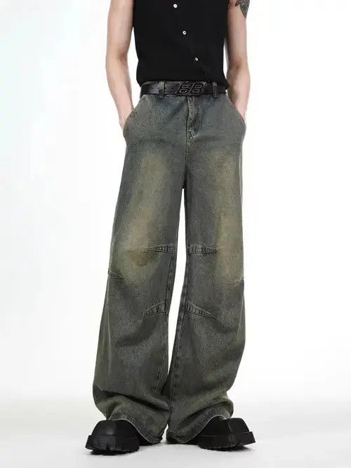 Jean Vintage washed distressed wide-leg jeans Size US 32 / EU 48 - 1 Thumbnail