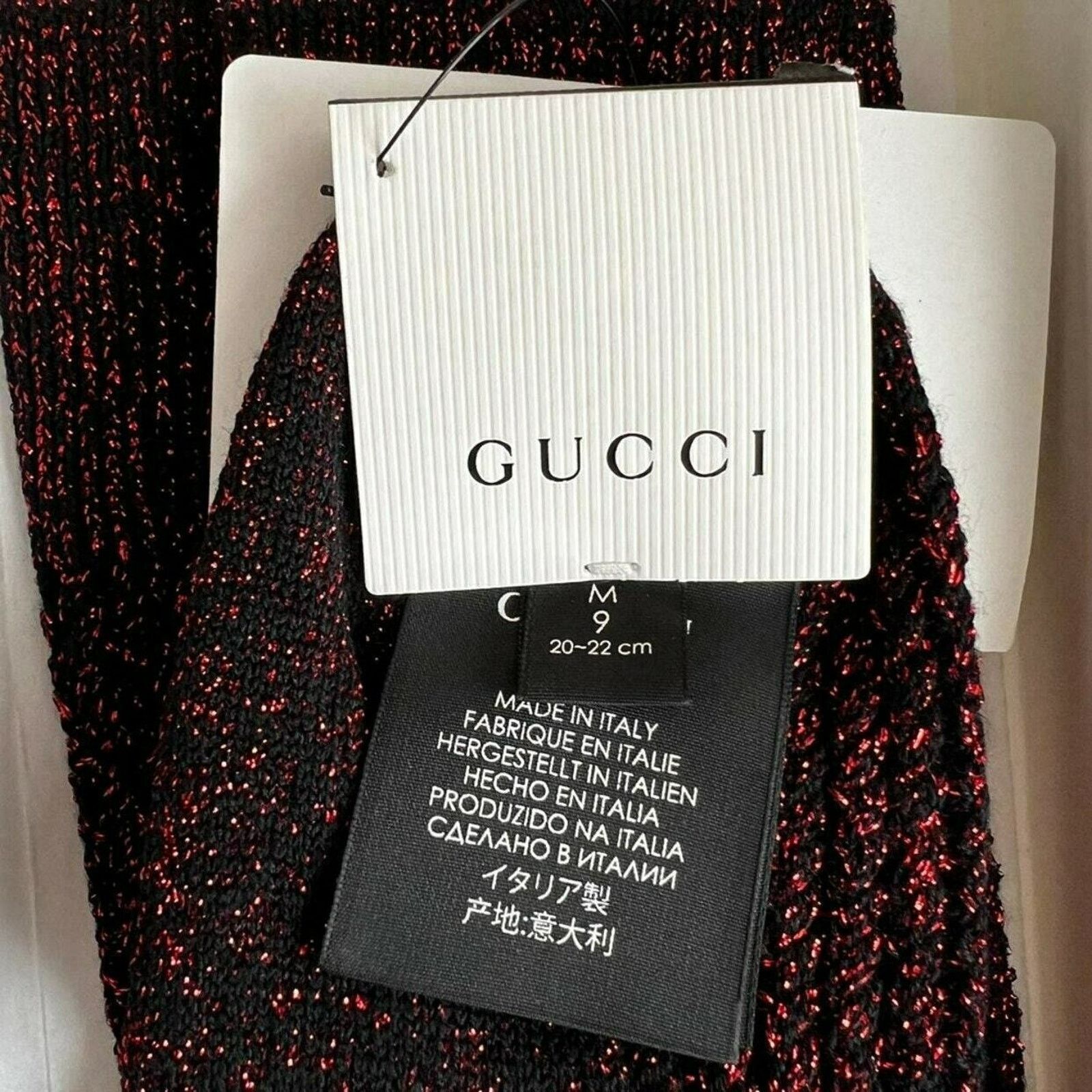Gucci GUCCI Wool Red/Black Metallic Crew Socks, Medium/M9 20-22cm Size ONE SIZE - 5 Thumbnail