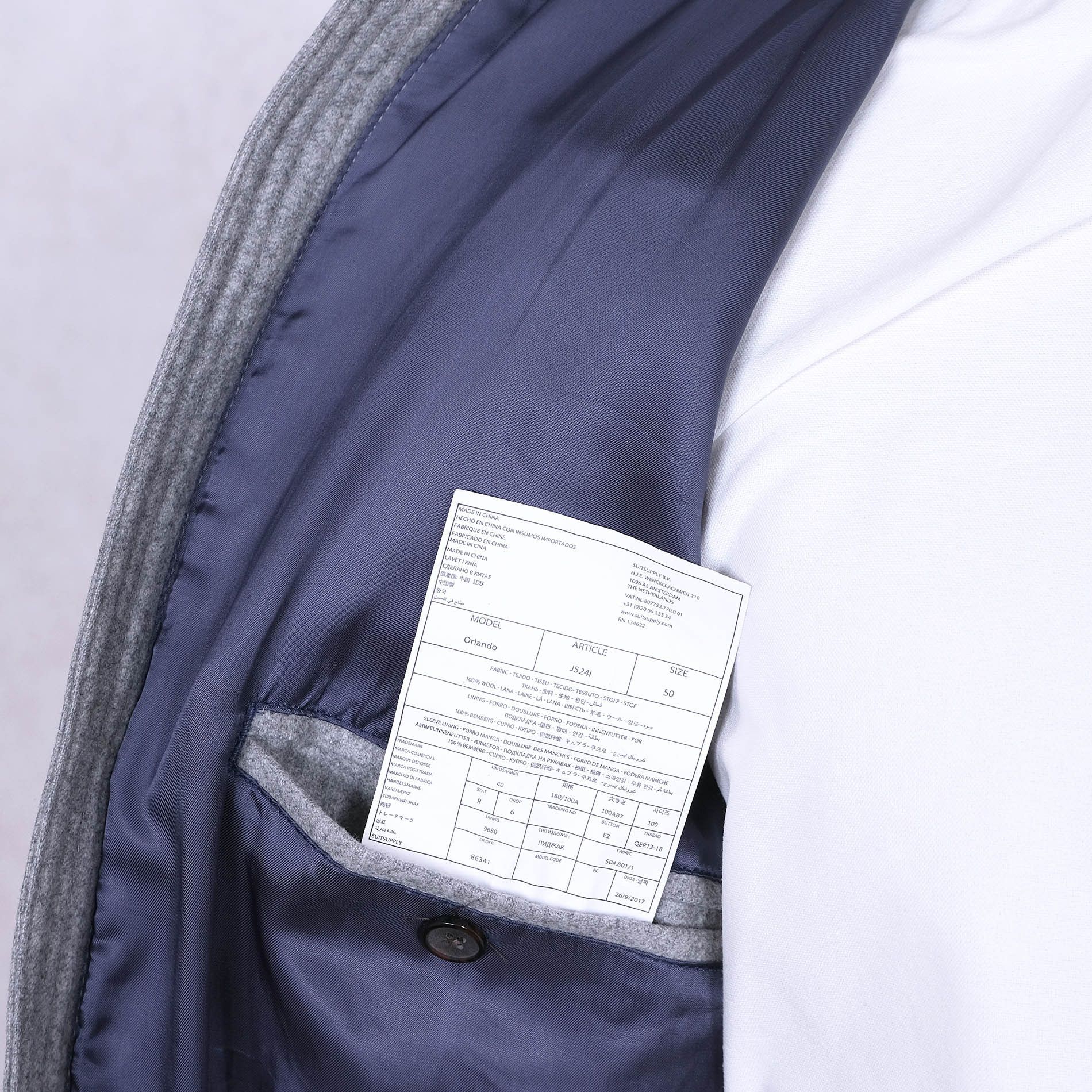 Suitsupply Suitsupply, grey wool down jacket, size 40UK, Orlando model Size US M / EU 48-50 / 2 - 6 Thumbnail