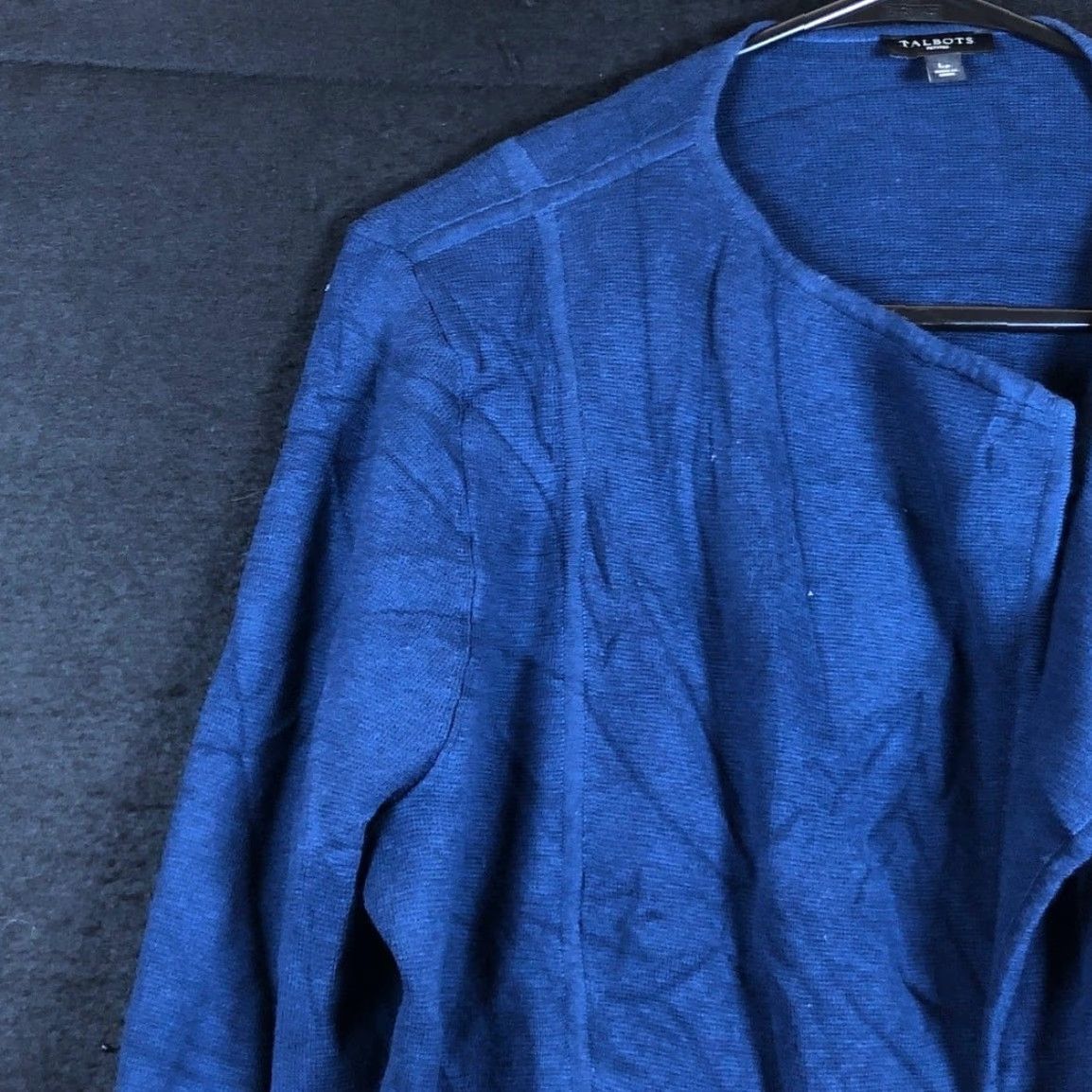 Talbots VINTAGE Talbots Womens Sweater Cardigan Heavy Open Front Long Sleeve Pockets LP Blue, Petite, Knitt? Size L / US 10 / IT 46 - 3 Thumbnail