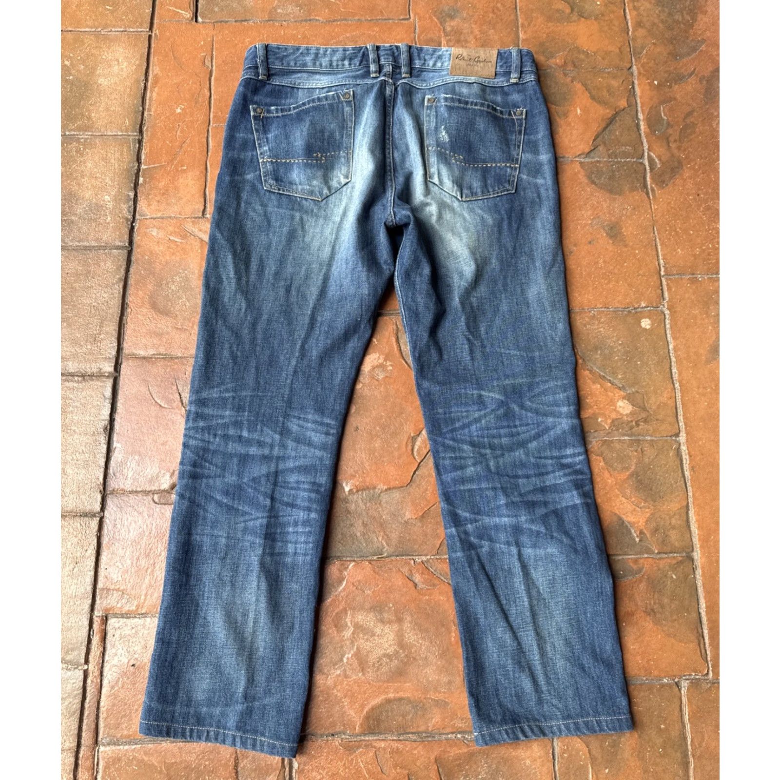 Robert Graham Robert Graham Slim Jim Jeans Mens 36x29.5 Dark Wash Denim Zip Straight Preppy Logo Zipper) Size US 36 / EU 52 - 3 Thumbnail