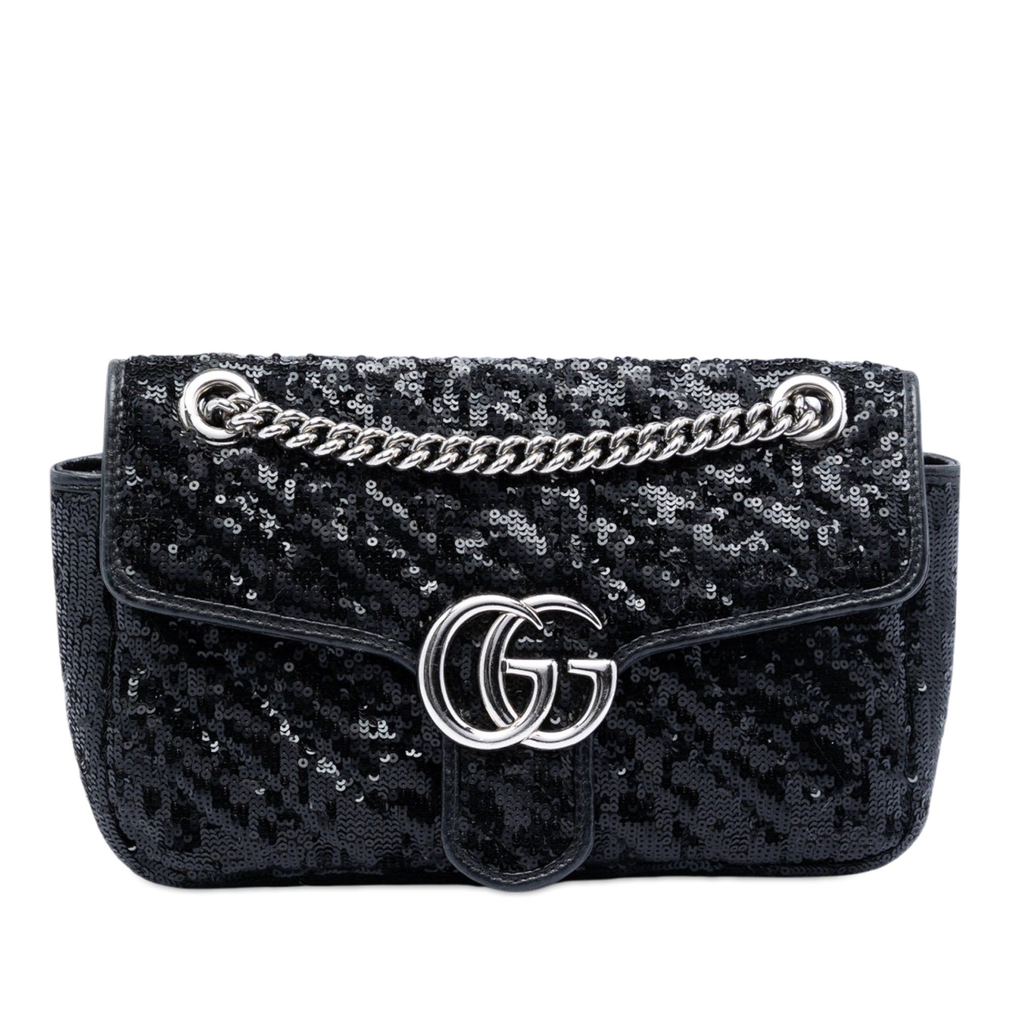 Gucci Medium GG Marmont Matelasse Sequin and Leather Shoulder Bag Size ONE SIZE - 1 Thumbnail