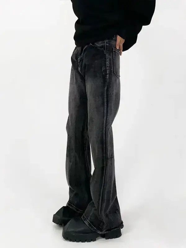 Japanese Brand Fukiishi x Aoi Vintage Washed Black Micro Flare Jeans Size US 32 / EU 48 - 2 Thumbnail