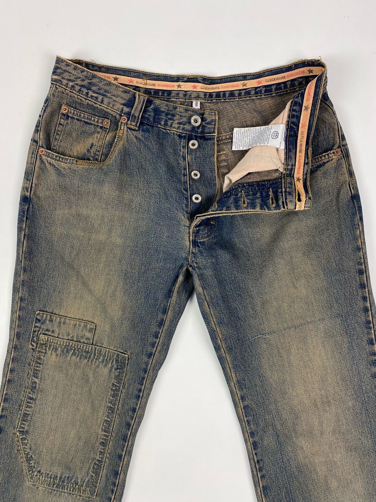 Y2K Vintage Clockhouse Mud Wash Patchwork Bootcut Denim Pant
