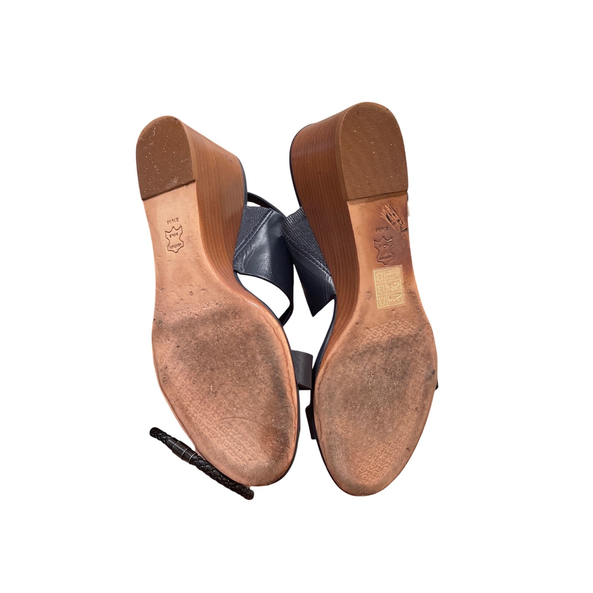 Tory Burch Tory Burch wms black leather 3" open sling back wedge shoes Size US 8.5 / IT 38.5 - 17 Thumbnail