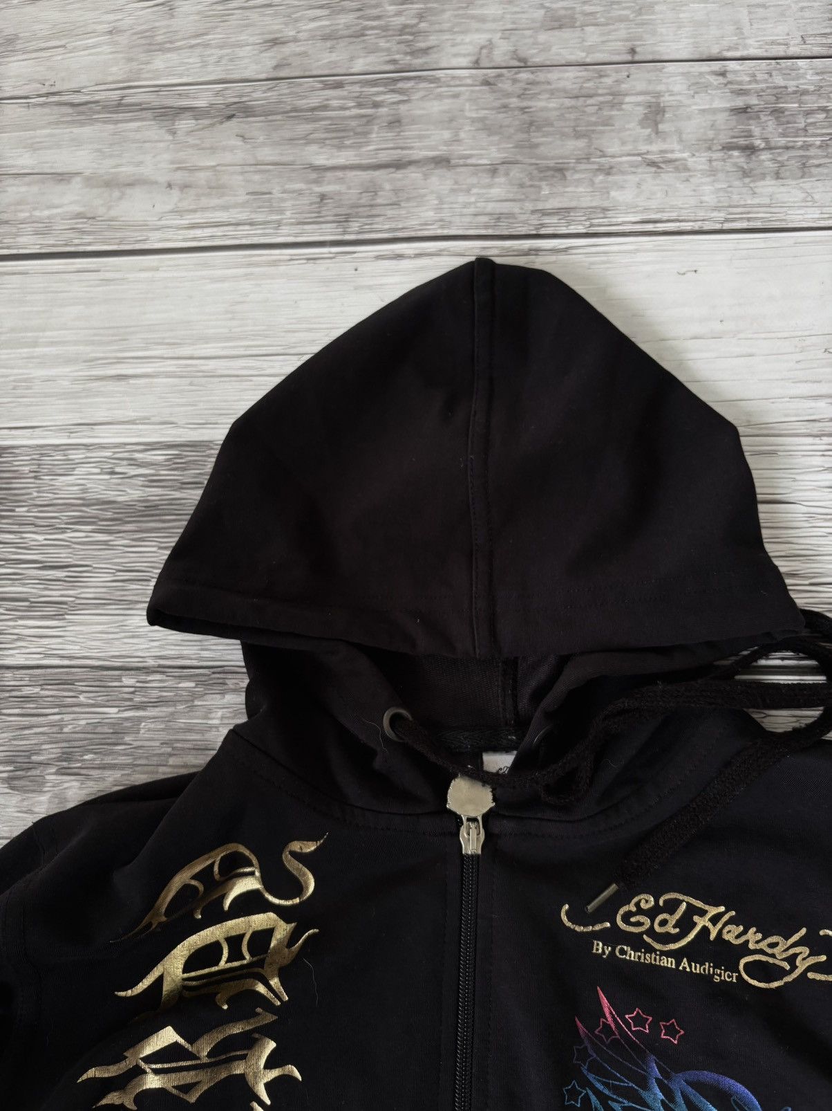 VINTAGE ED HARDY AVANT GARDE 2000s ZIP UP HOODIE