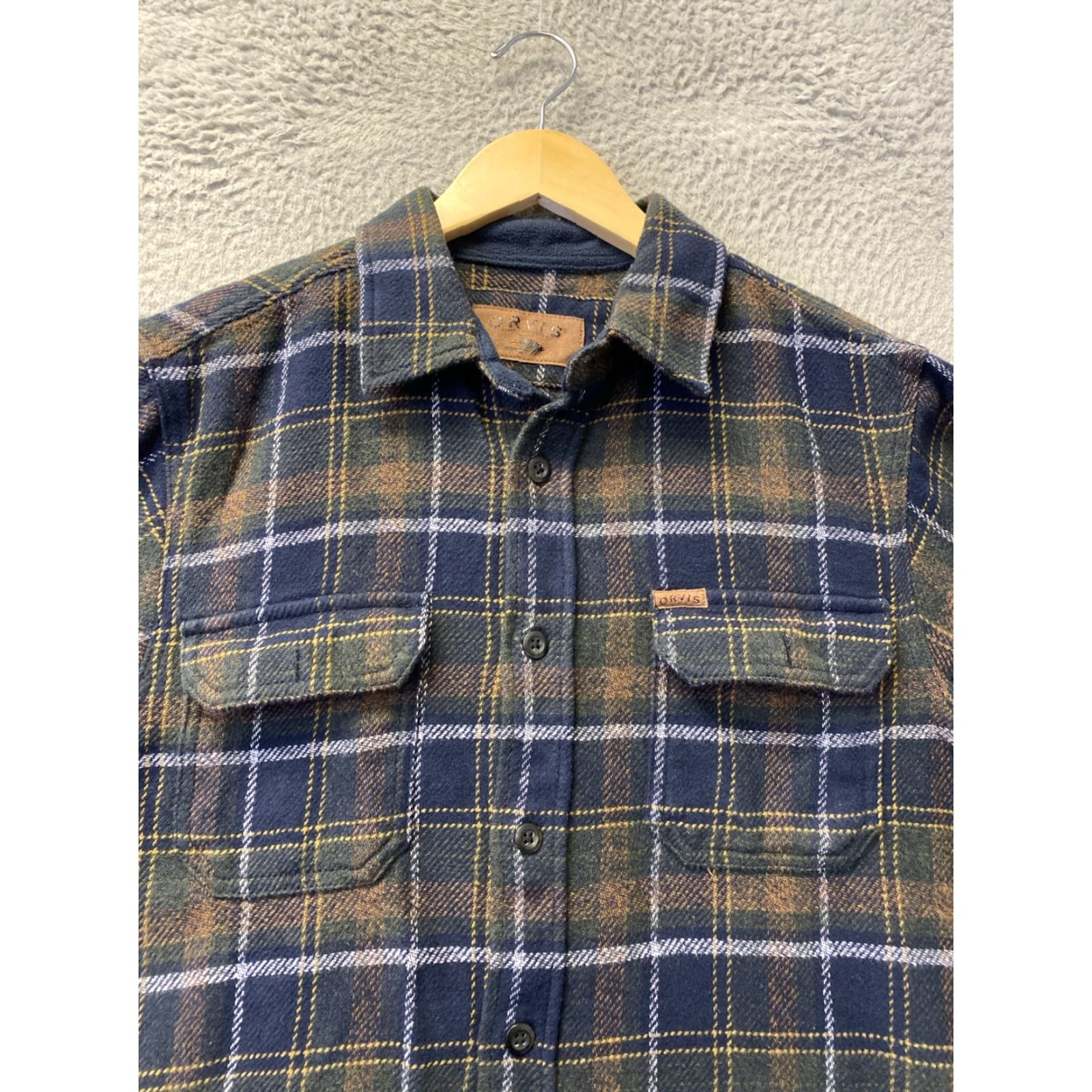 Orvis VINTAGE Orvis Jacket Shirt Mens Small Brown Navy Shacket Button Work Pockets /161-24 Size US S / EU 44-46 / 1 - 2 Thumbnail