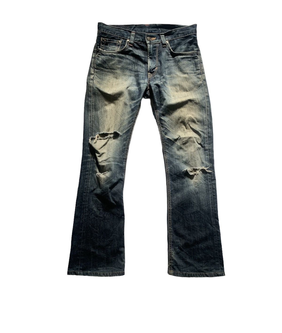 Edwin × Japanese Brand VINTAGE EDWIN 512 FLARE SELVEDGE DENIM JAPAN DISTRESSED Size US 32 / EU 48 - 1 Thumbnail