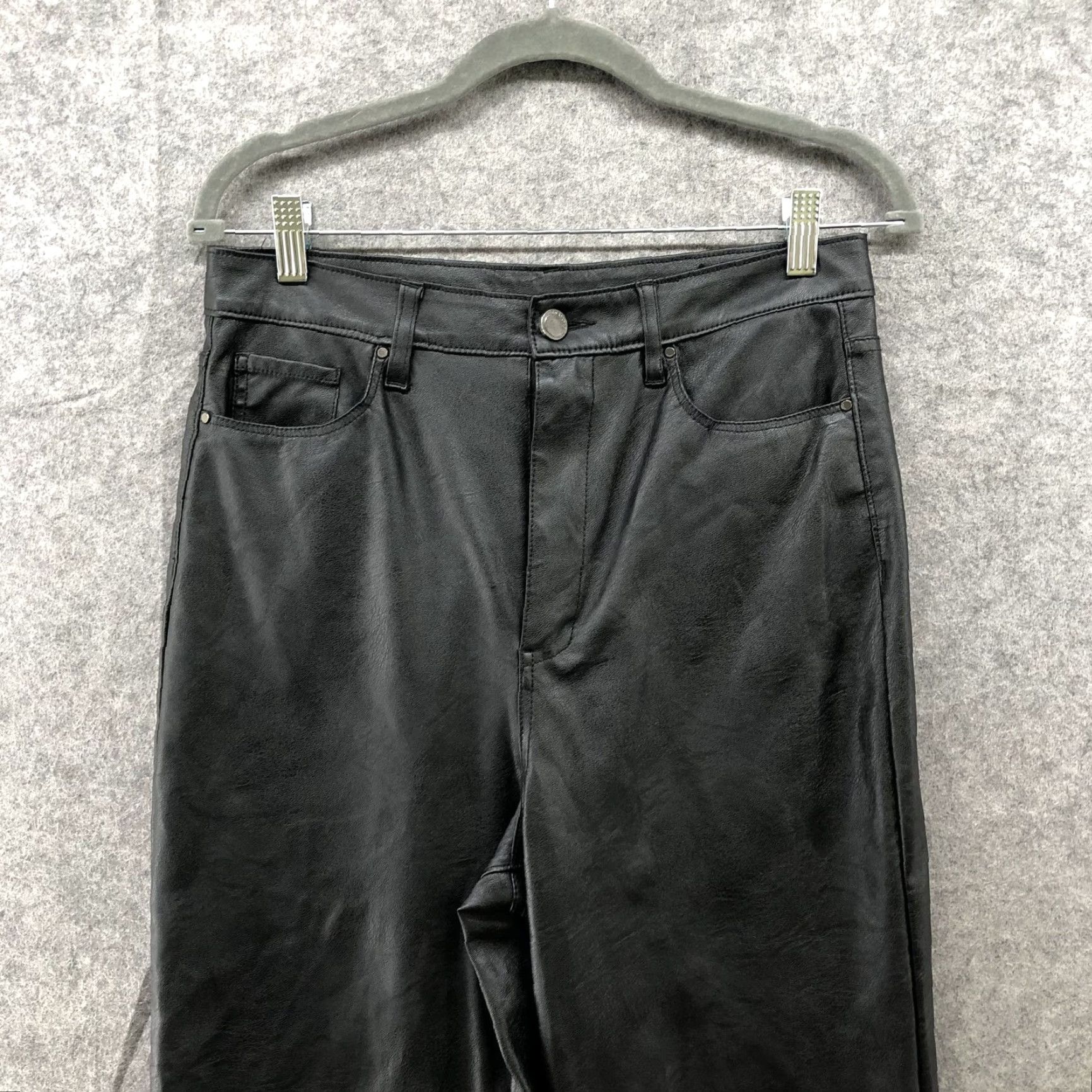 Vintage VINTAGE? No. Blank NYC Faux Leather High Waisted Straight Pants Womens Sz 29 Black Relaxed Size 29" - 3 Thumbnail