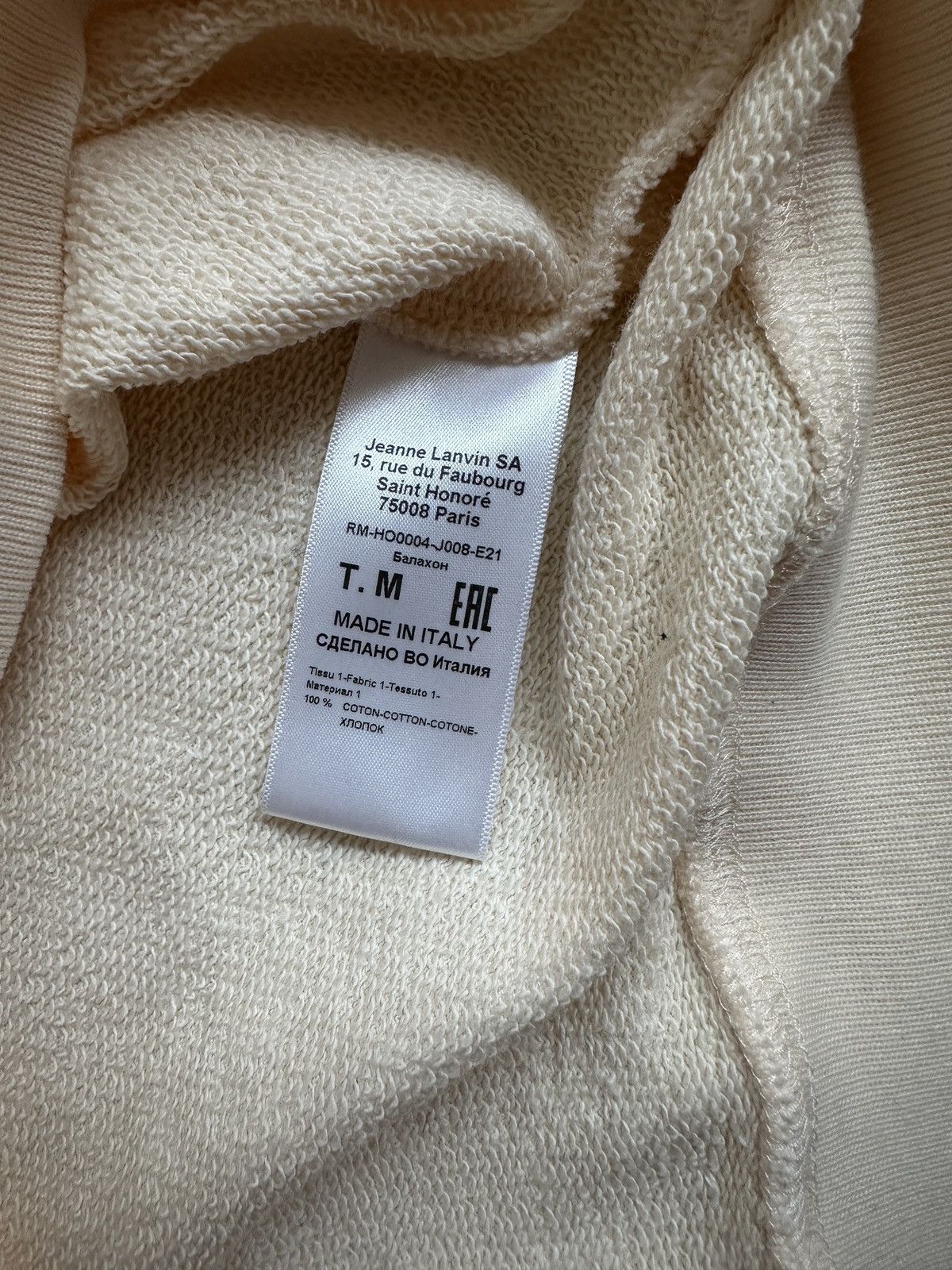 Lanvin LANVIN CREAM LOGO HOODIE Size US M / EU 48-50 / 2 - 4 Thumbnail