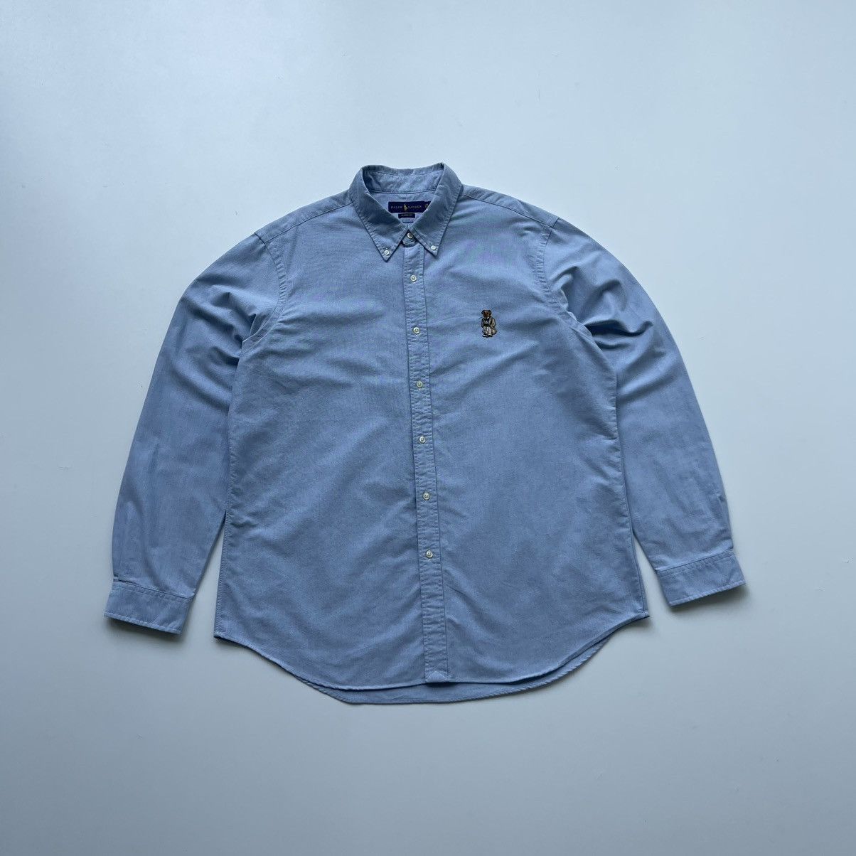 Polo Ralph Lauren × Ralph Lauren Ralph Lauren Bear Logo Oxford Cotton Button Ups Shirt Blue Size US XXL / EU 58 / 5 - 1 Thumbnail