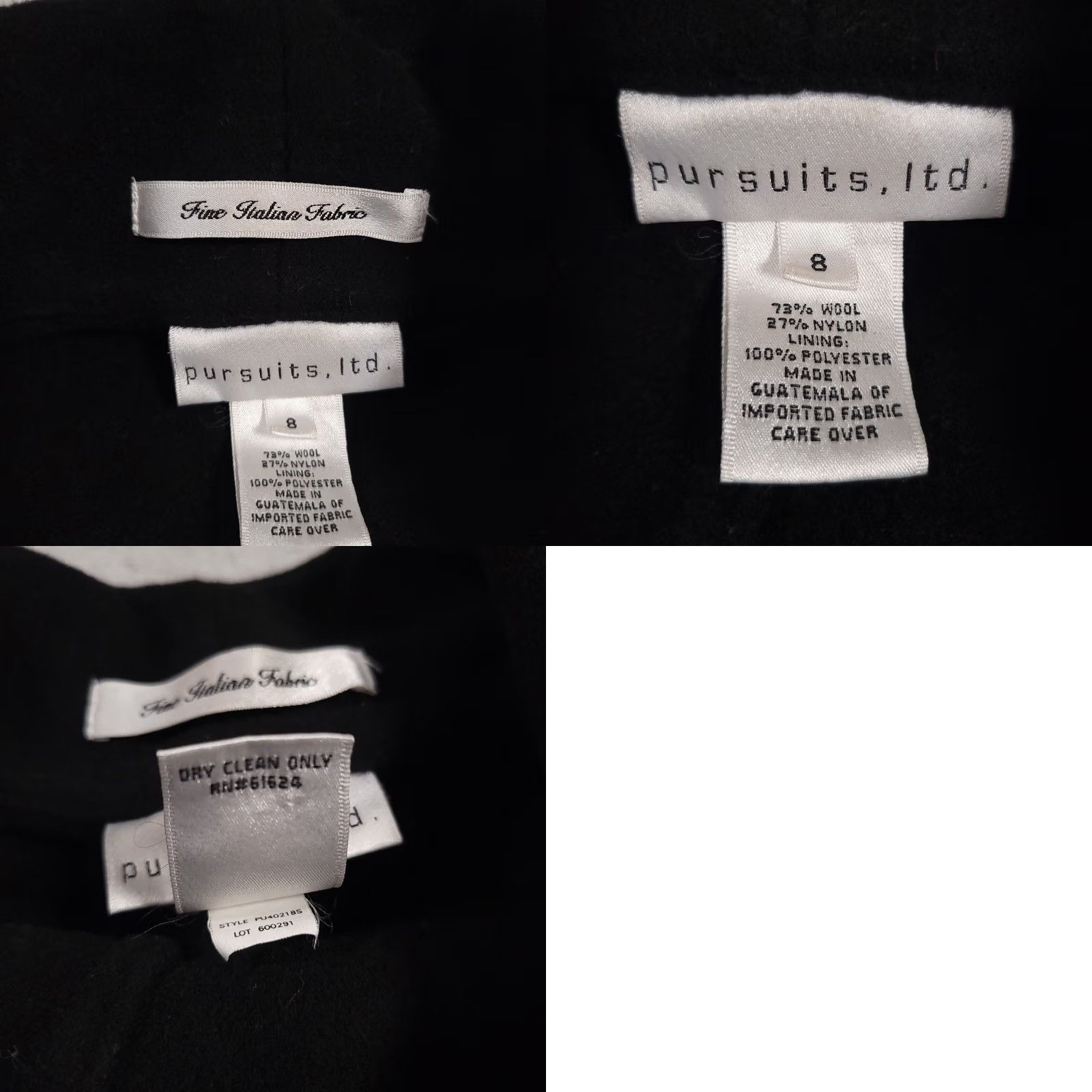 Vintage Pursuits Ltd Career Wool Open Front Blazer Jacket Women's 8 Black Pockets Collar Blazer Size M / US 6-8 / IT 42-44 - 9 Thumbnail