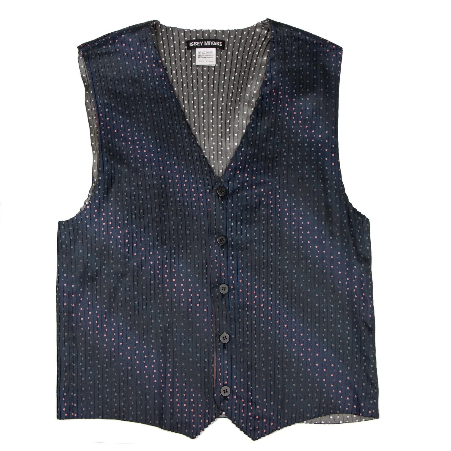 Issey Miyake Polka Dot Pleated Vest in Navy Blue - Good Condition Size US S / EU 44-46 / 1 - 1 Thumbnail