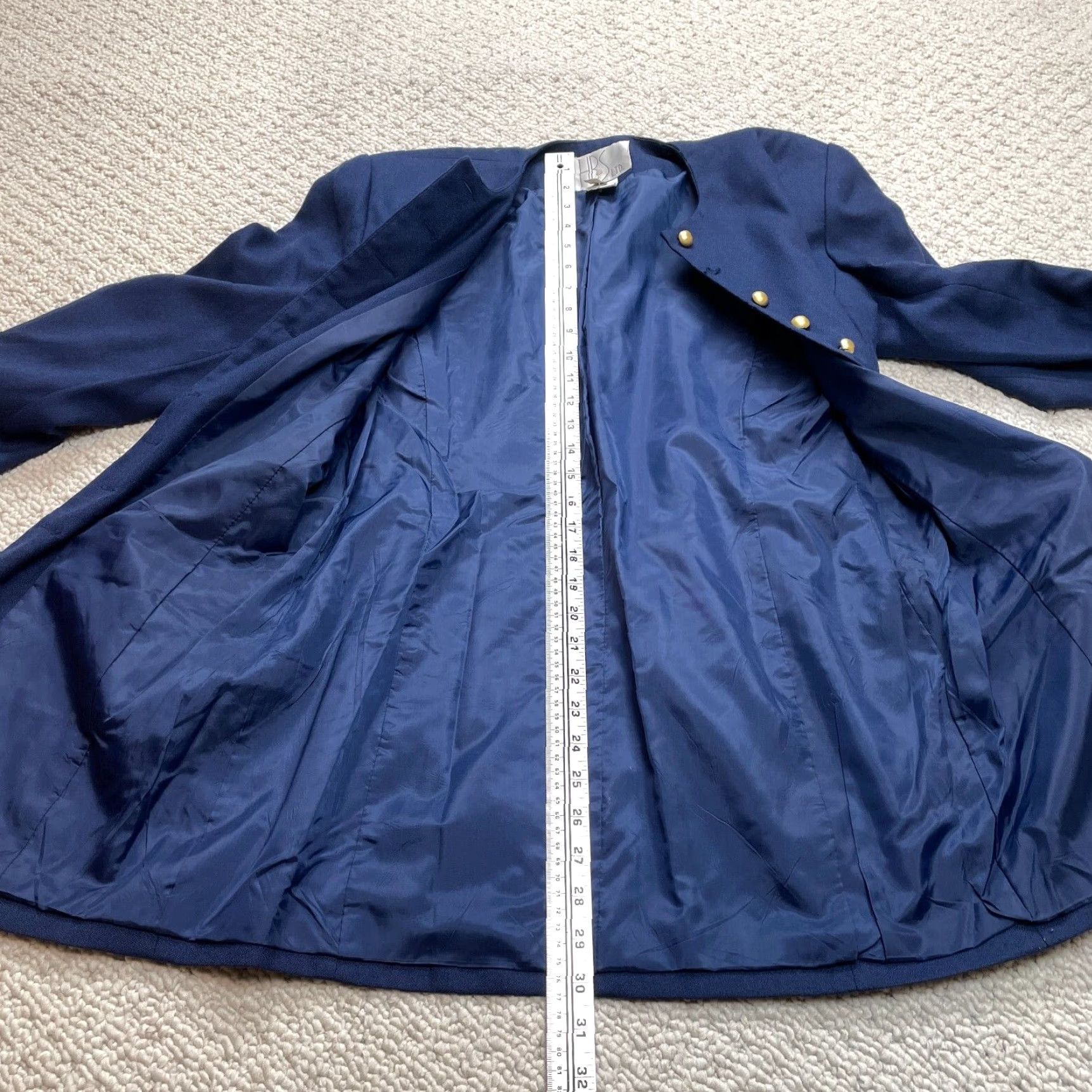 Vintage VINTAGE LTD HBS Jacket Womens 10 Blue Mid Length Long Sleeve Button Pocketed Pockets Size L / US 10 / IT 46 - 2 Thumbnail