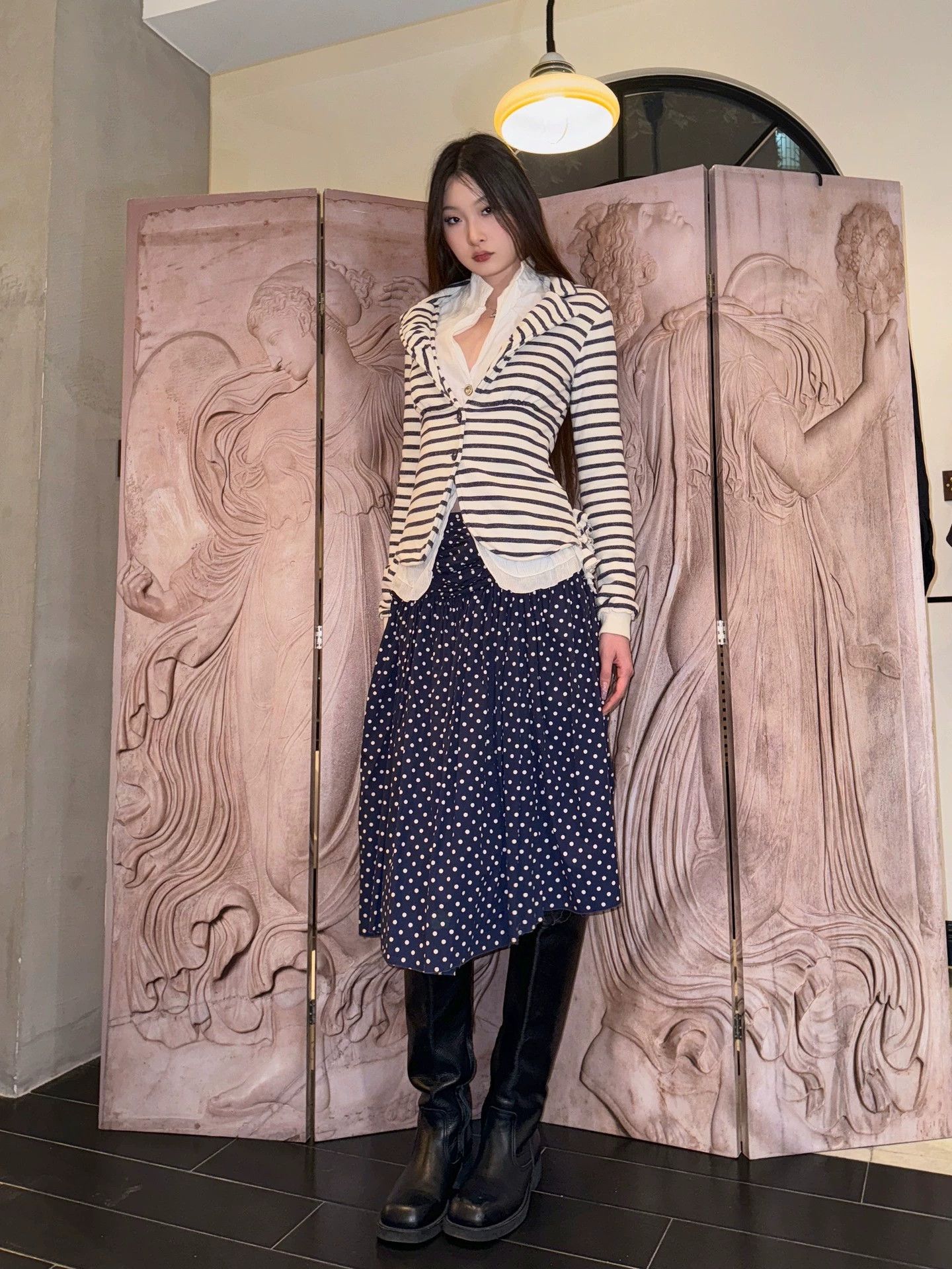 Comme des Garcons CDG 2005 Asym Hem Pleated PolkaDot Skirt S Vintage Size 26" / US 2 / IT 38 - 2 Thumbnail