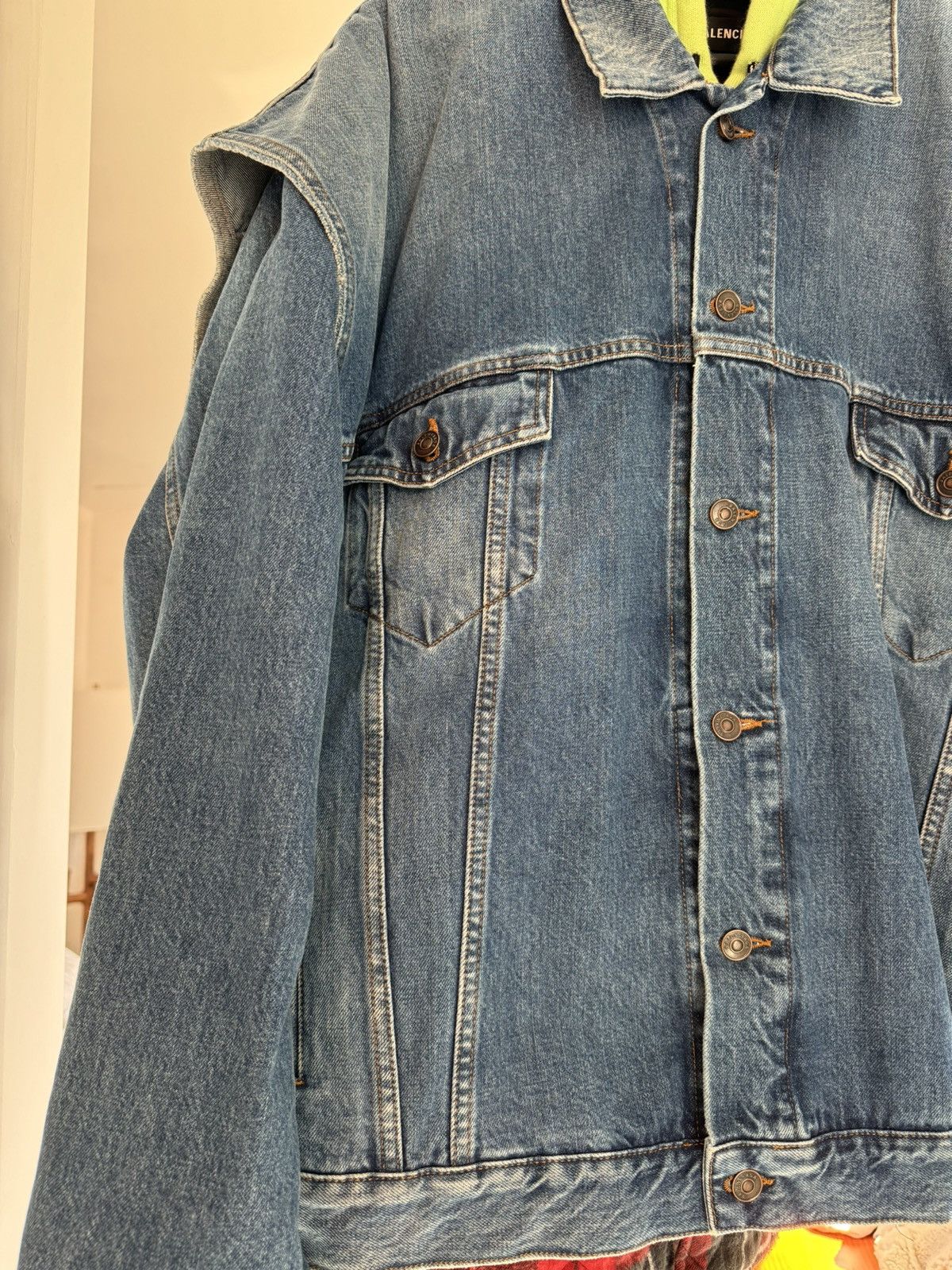 Balenciaga FW 18 Gilet Denim Layer 2 in 1 Plaid Quilted Hood Jacket Size US M / EU 48-50 / 2 - 12 Thumbnail
