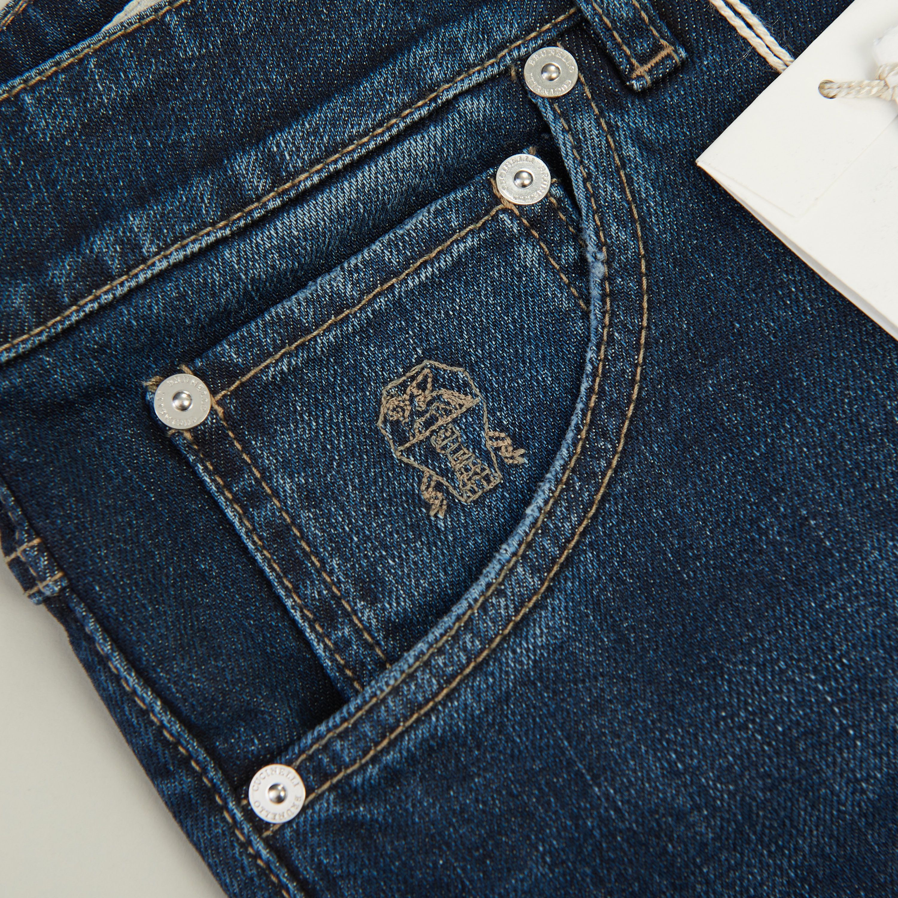 Brunello Cucinelli Slim Fit Five Pocket Jeans Trousers In Dark Blue Denim Size US 40 / EU 56 - 11 Thumbnail