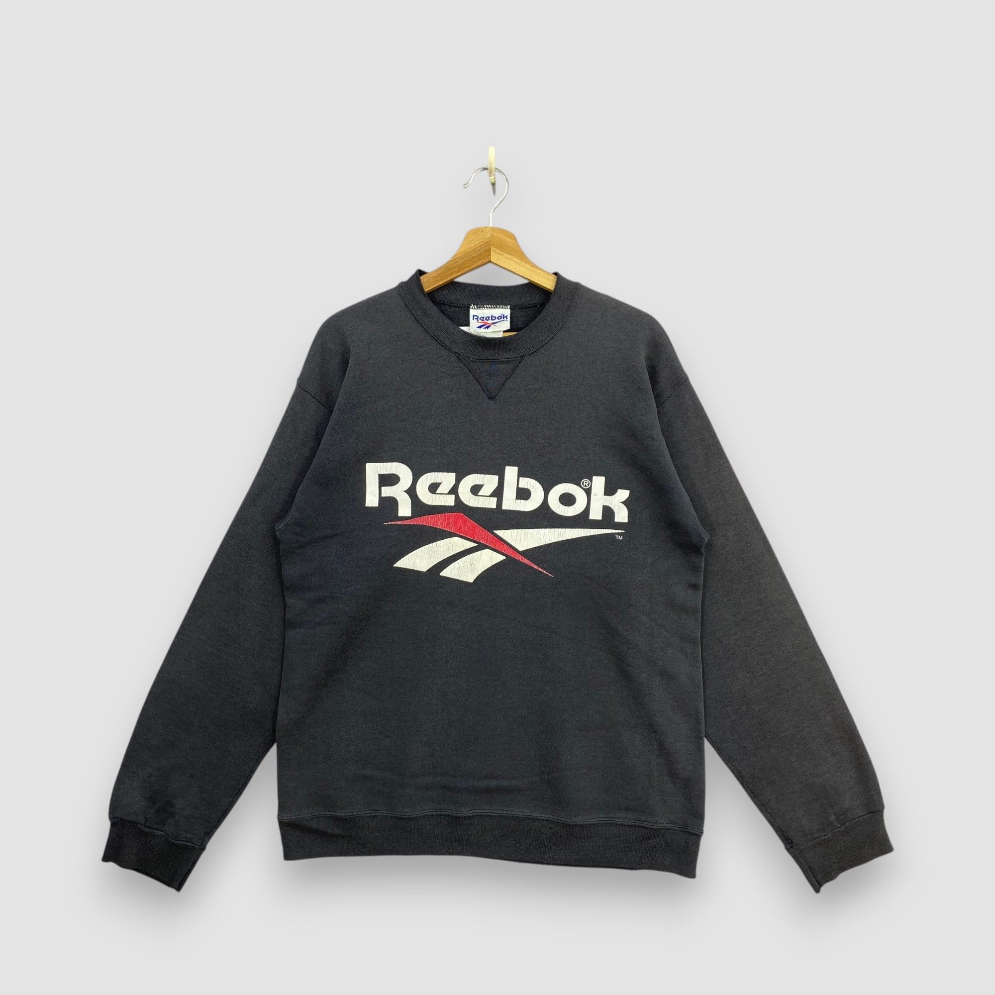Reebok Vintage 90s Reebook Pullover Sweatshirt V-Stitch Sweater Size US M / EU 48-50 / 2 - 1 Thumbnail