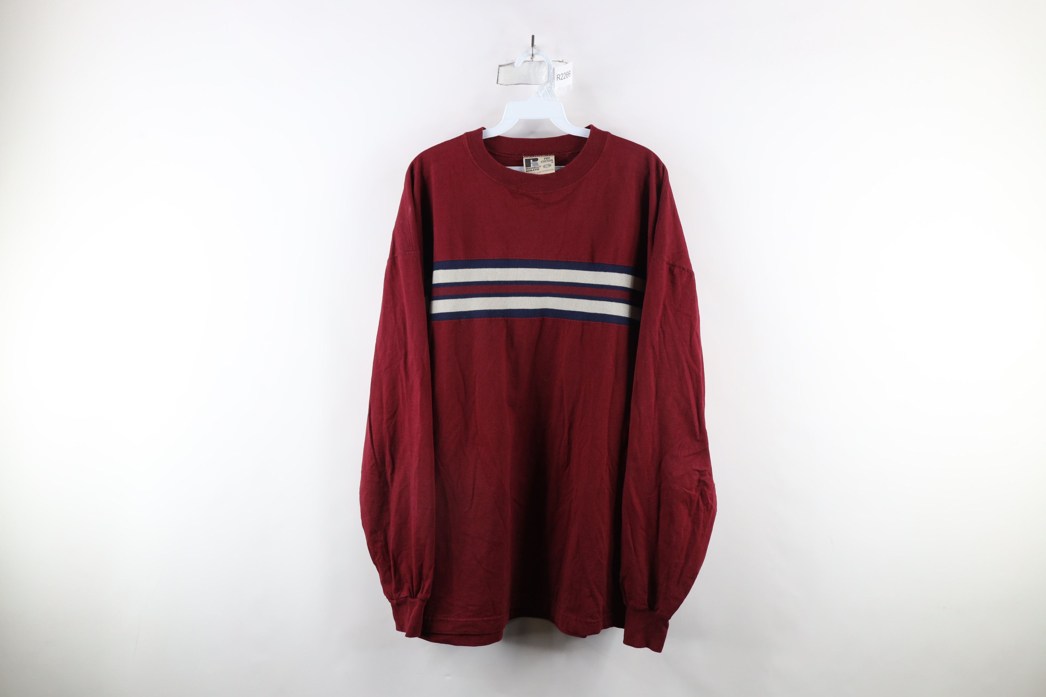 Russell Athletic × Vintage Vintage 90s Russell Athletic Striped Long Sleeve T-Shirt USA Size US XL / EU 56 / 4 - 1 Thumbnail