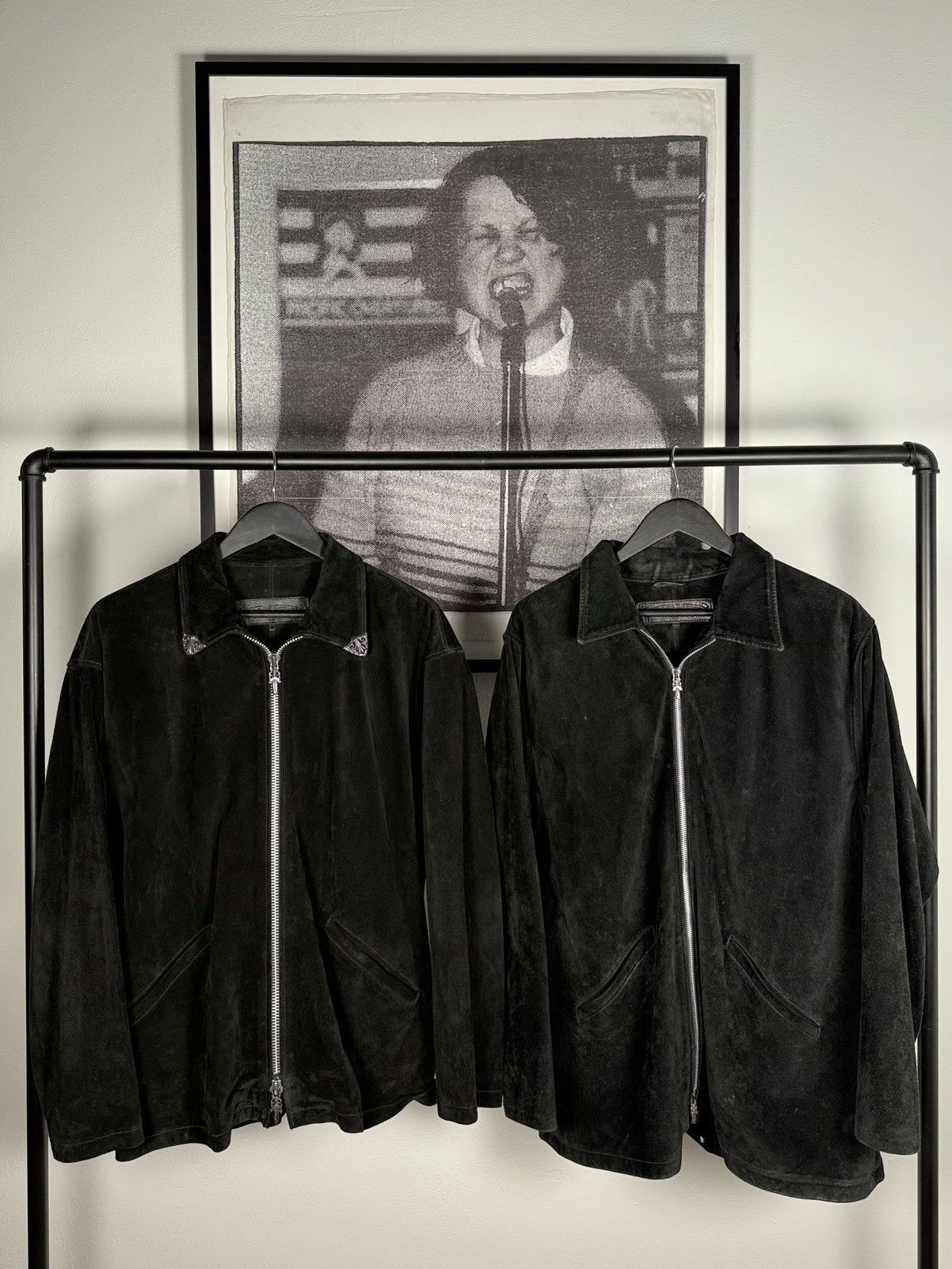 Chrome Hearts 90s GRAIL🚭 SUEDE WESTERN FLEUR JACKET .925 SILVER DOUBLE ZIP Size US L / EU 52-54 / 3 - 4 Thumbnail