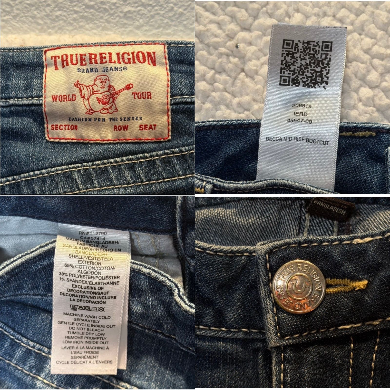 True Religion True Religion Jeans Womens 24 Blue Becca Mid Rise Bootcut Denim Dark Wash Size 42" / US 20 - 8 Thumbnail