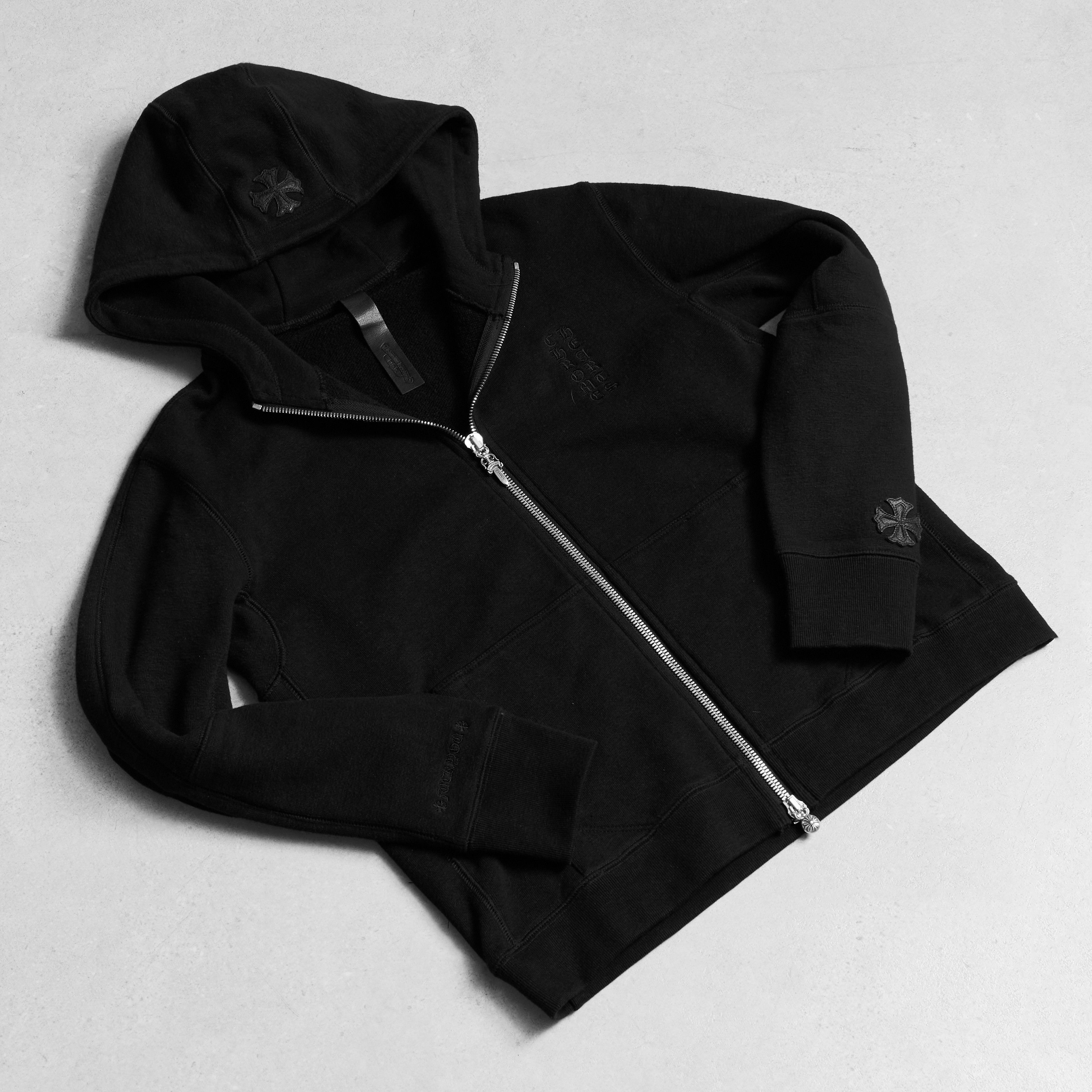 Chrome Hearts CHROME HEARTS Double Zip Black Leather Plus Patchwork Terry Size US S / EU 44-46 / 1 - 2 Thumbnail